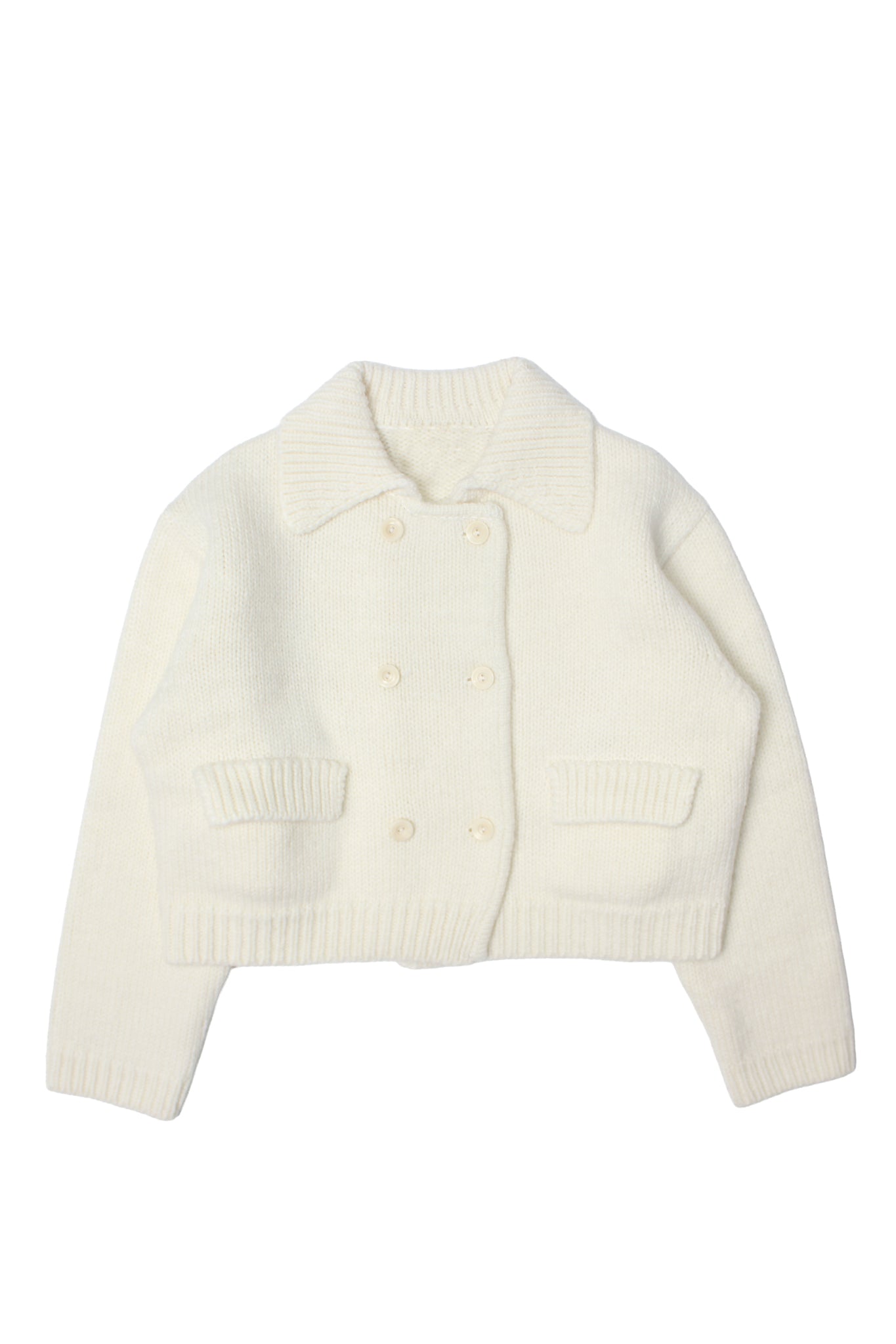 Pebble Crop Knit Jacket in Cream