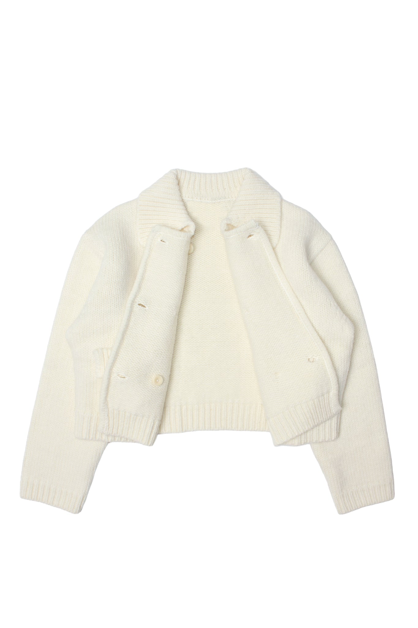 Pebble Crop Knit Jacket in Cream