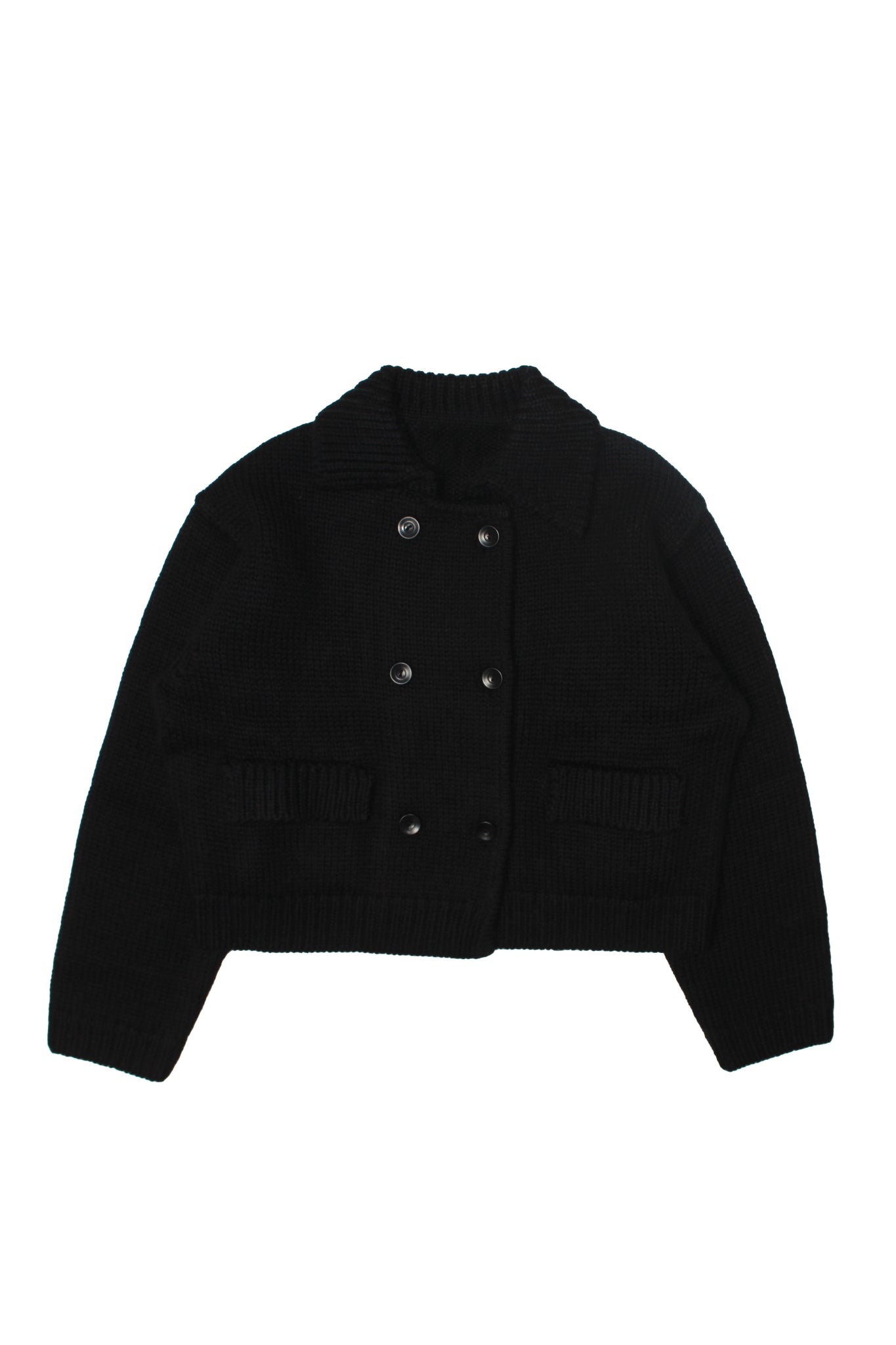 Pebble Crop Knit Jacket in Black