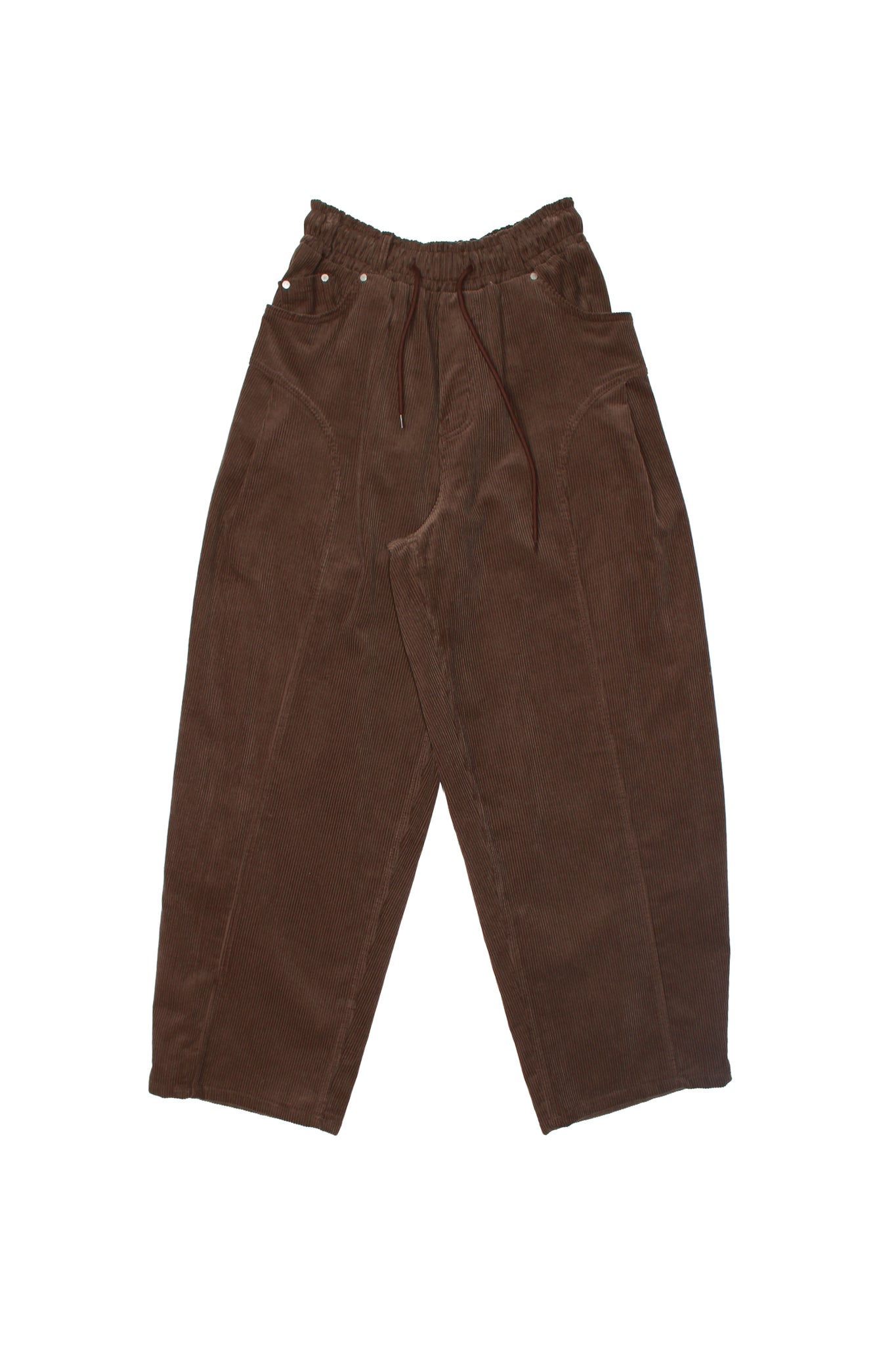 Settle Corduroy Barrel Leg Pants in Brown