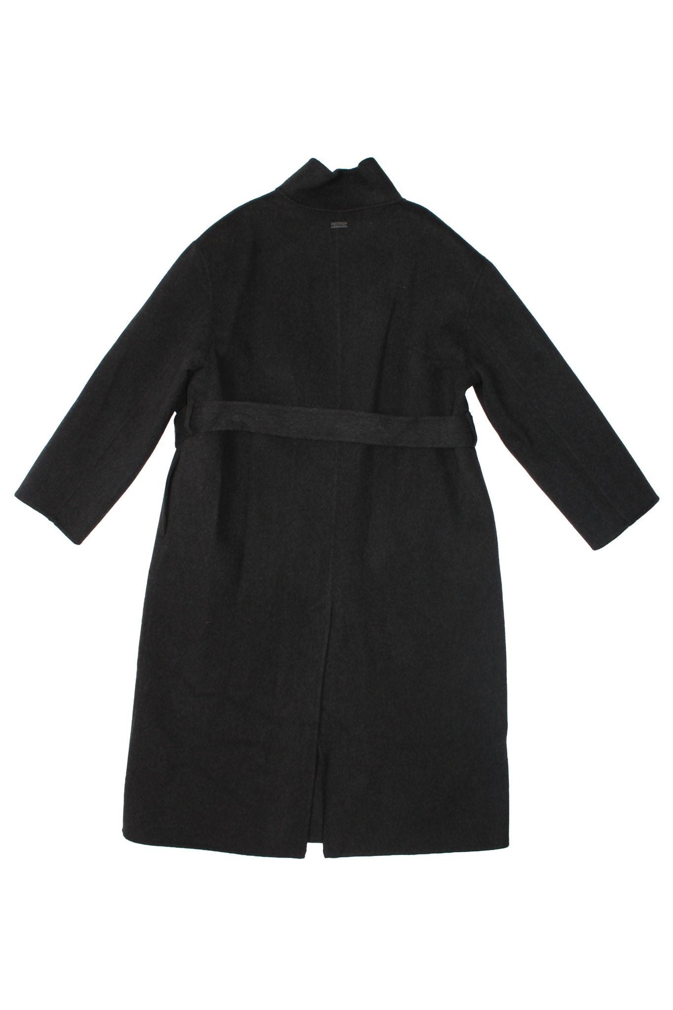 High-neck Handmade Long Coat in Charcoal
