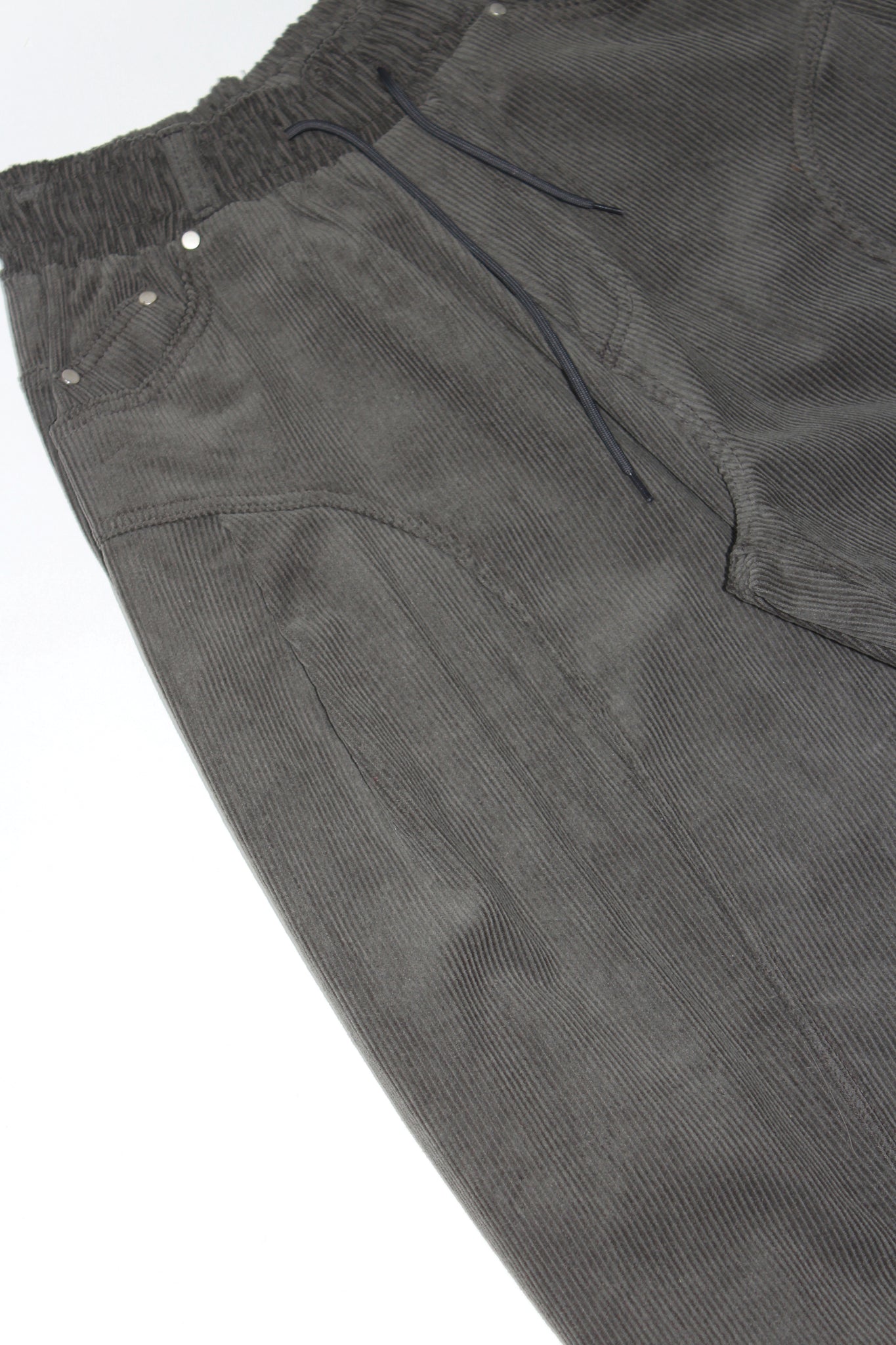 Settle Corduroy Barrel Leg Pants in Charcoal