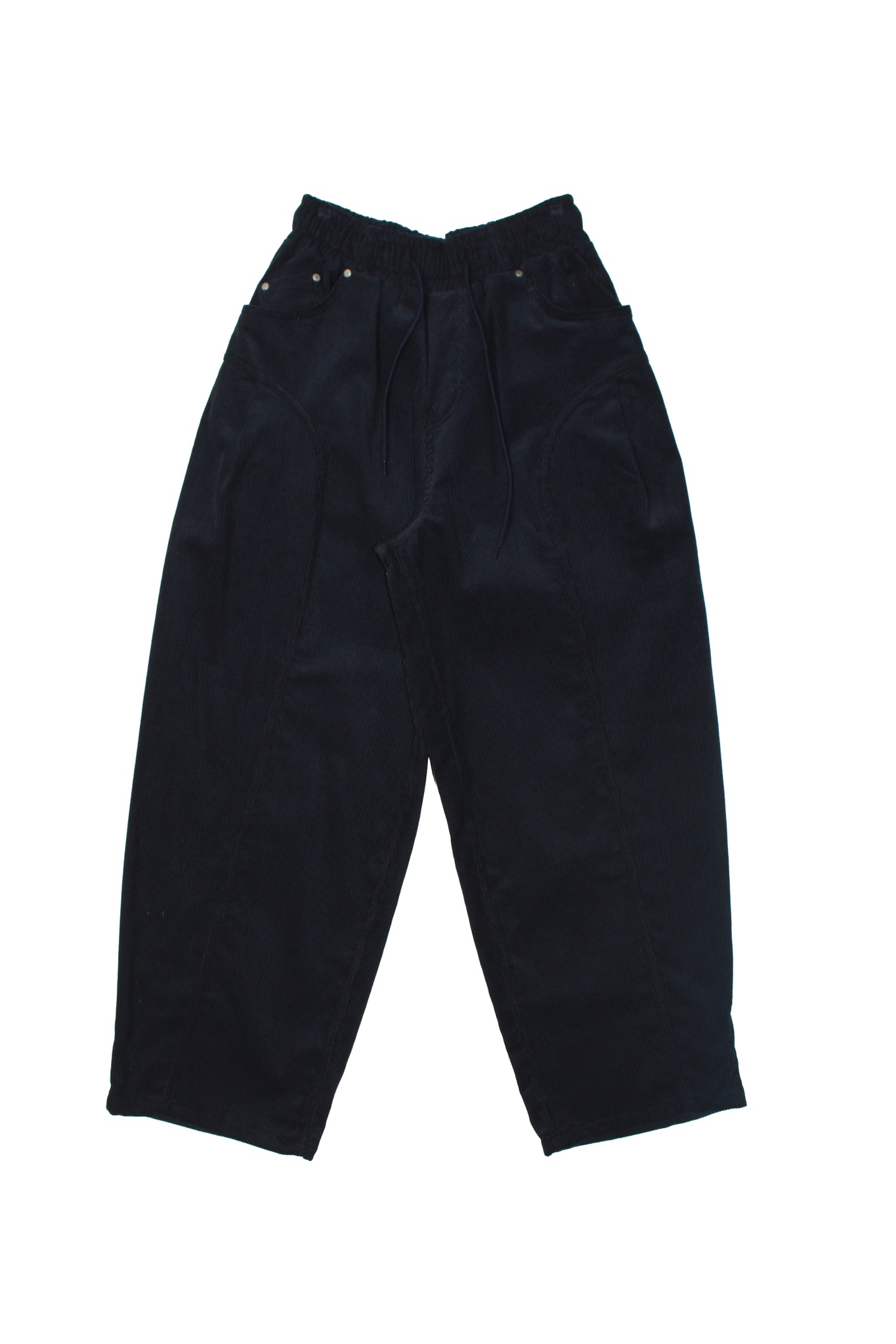 Settle Corduroy Barrel Leg Pants in Navy