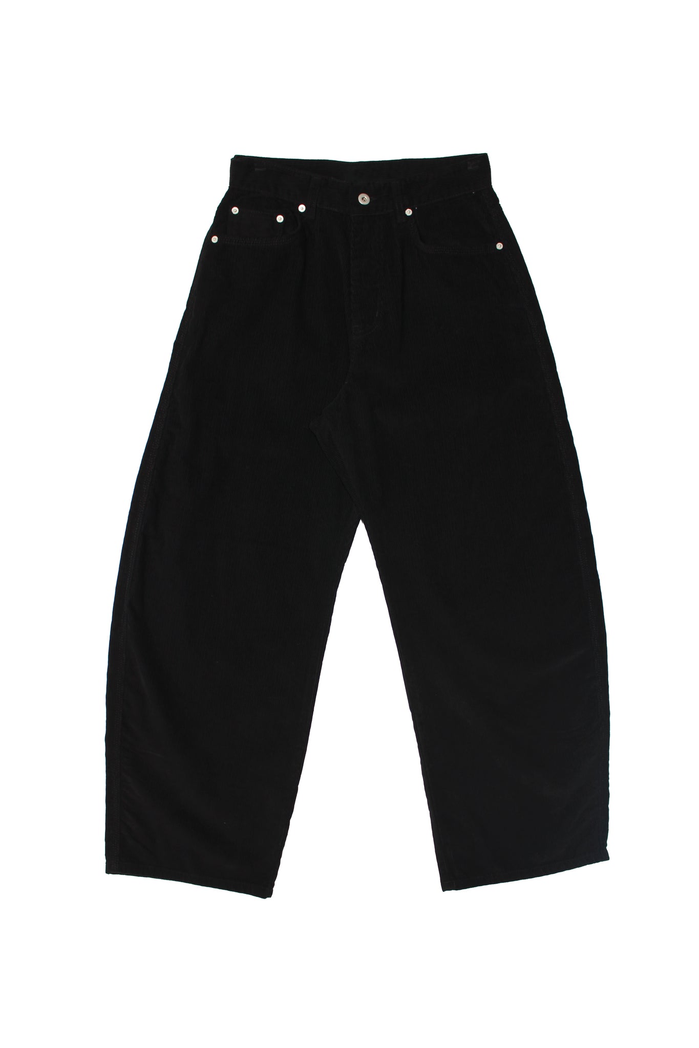 Corduroy Curved Pants in Black