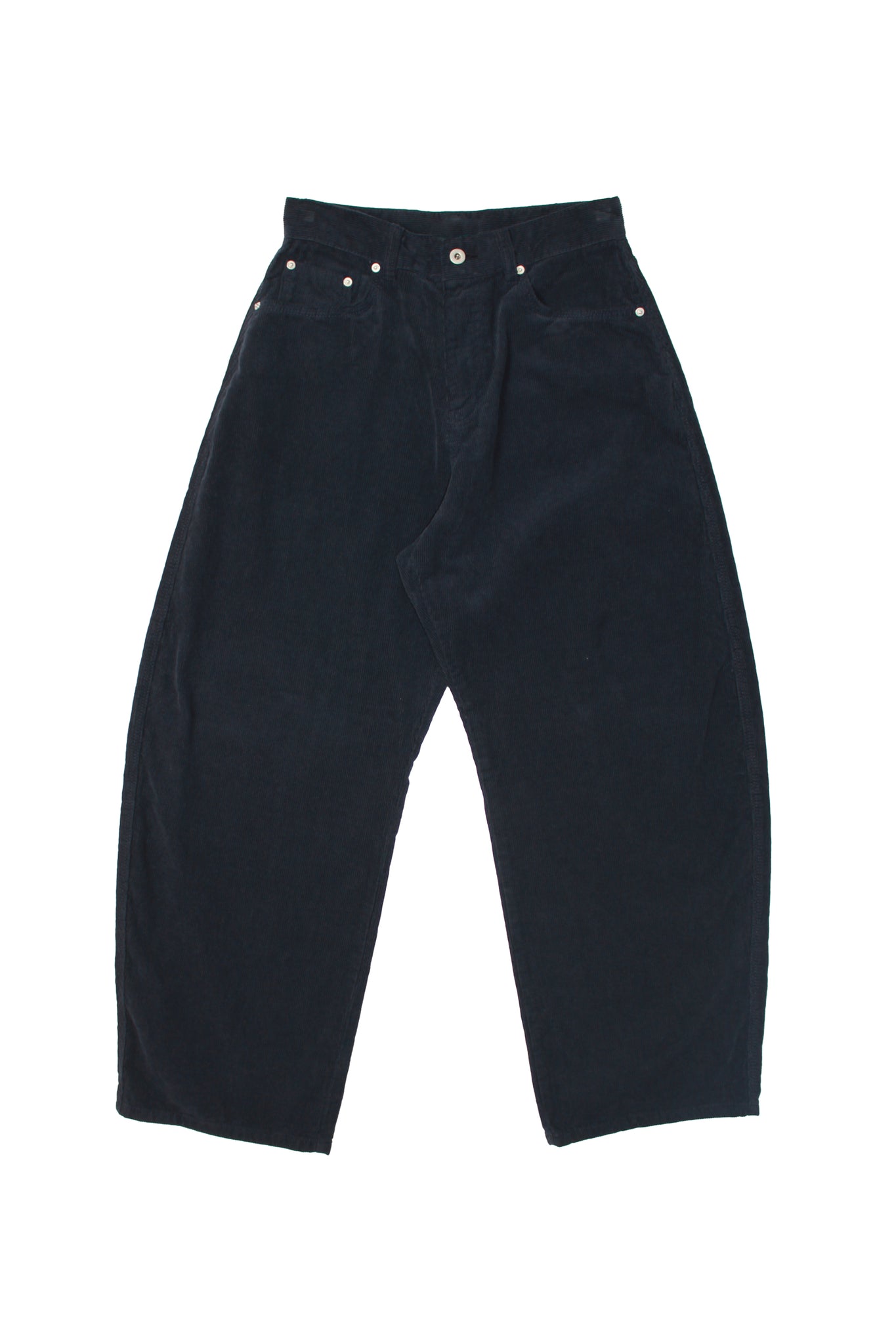 Corduroy Curved Pants in Navy
