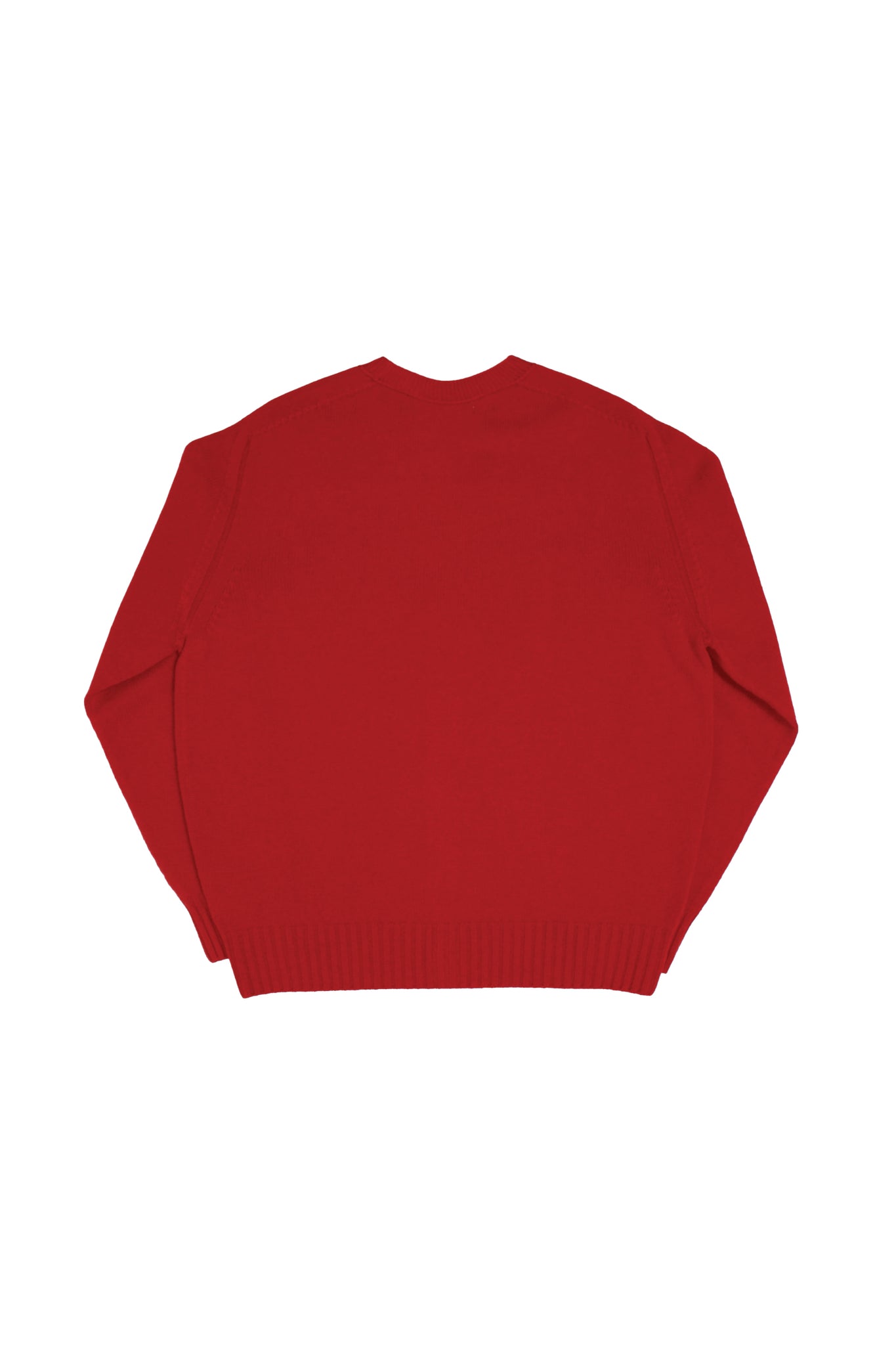 Fine Wool Whole Garment Cardigan in Red