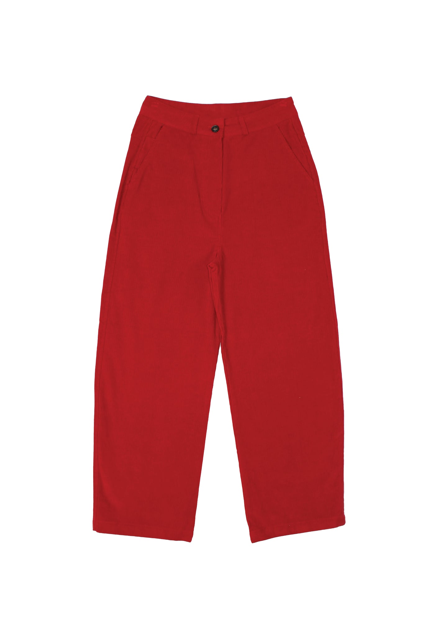 Red Straight Leg Corduroy Pants