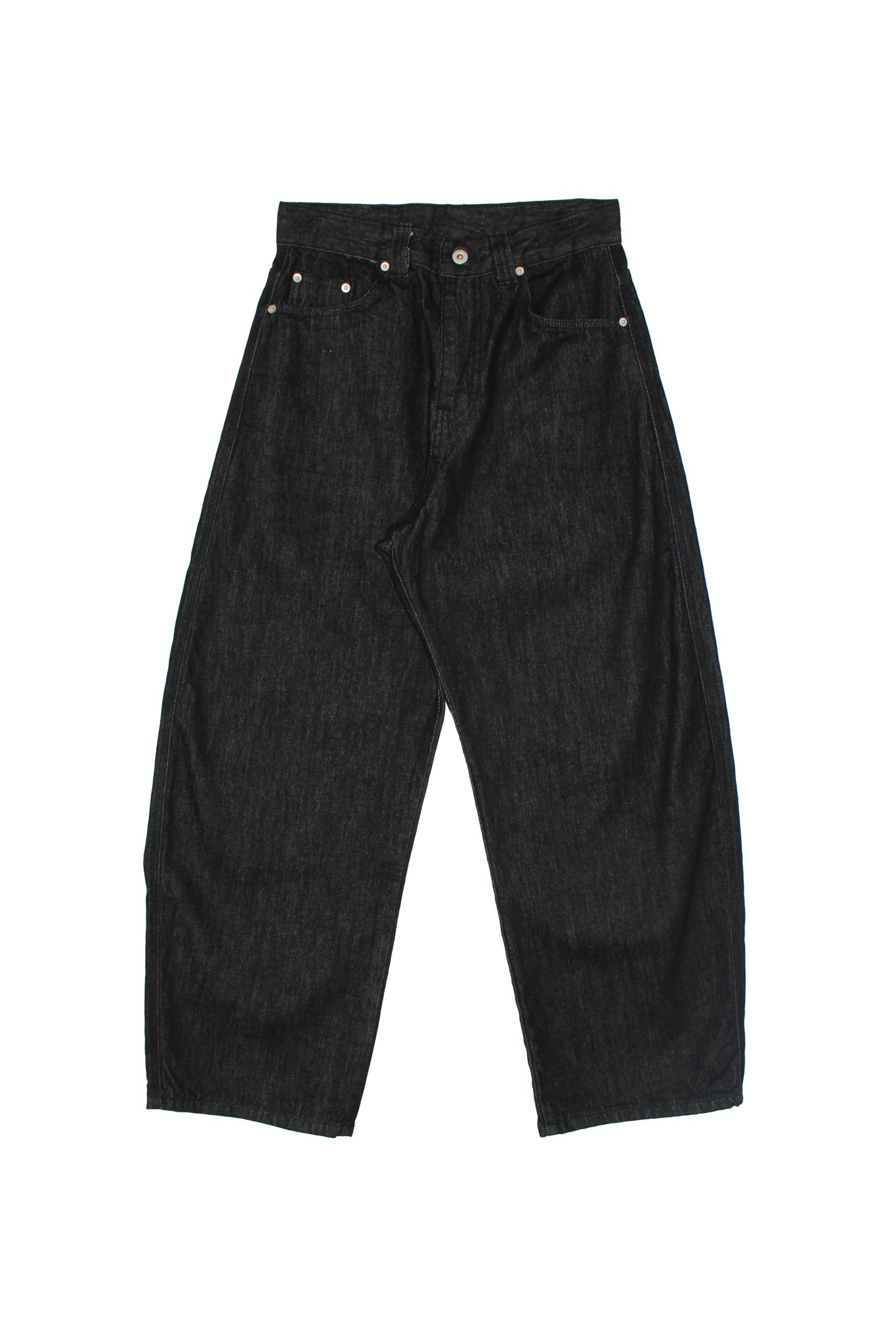 Black Curved Denim Pants