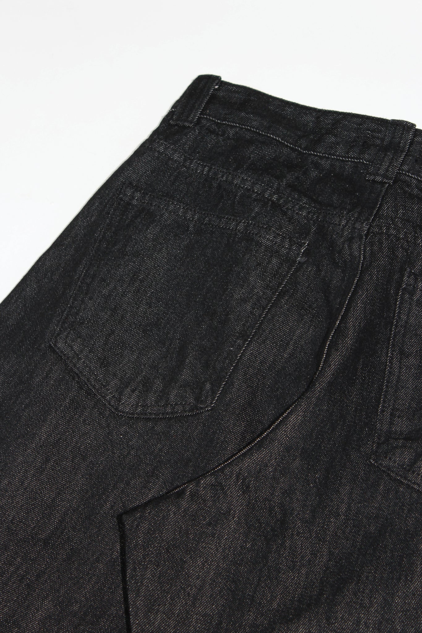 Black Curved Denim Pants