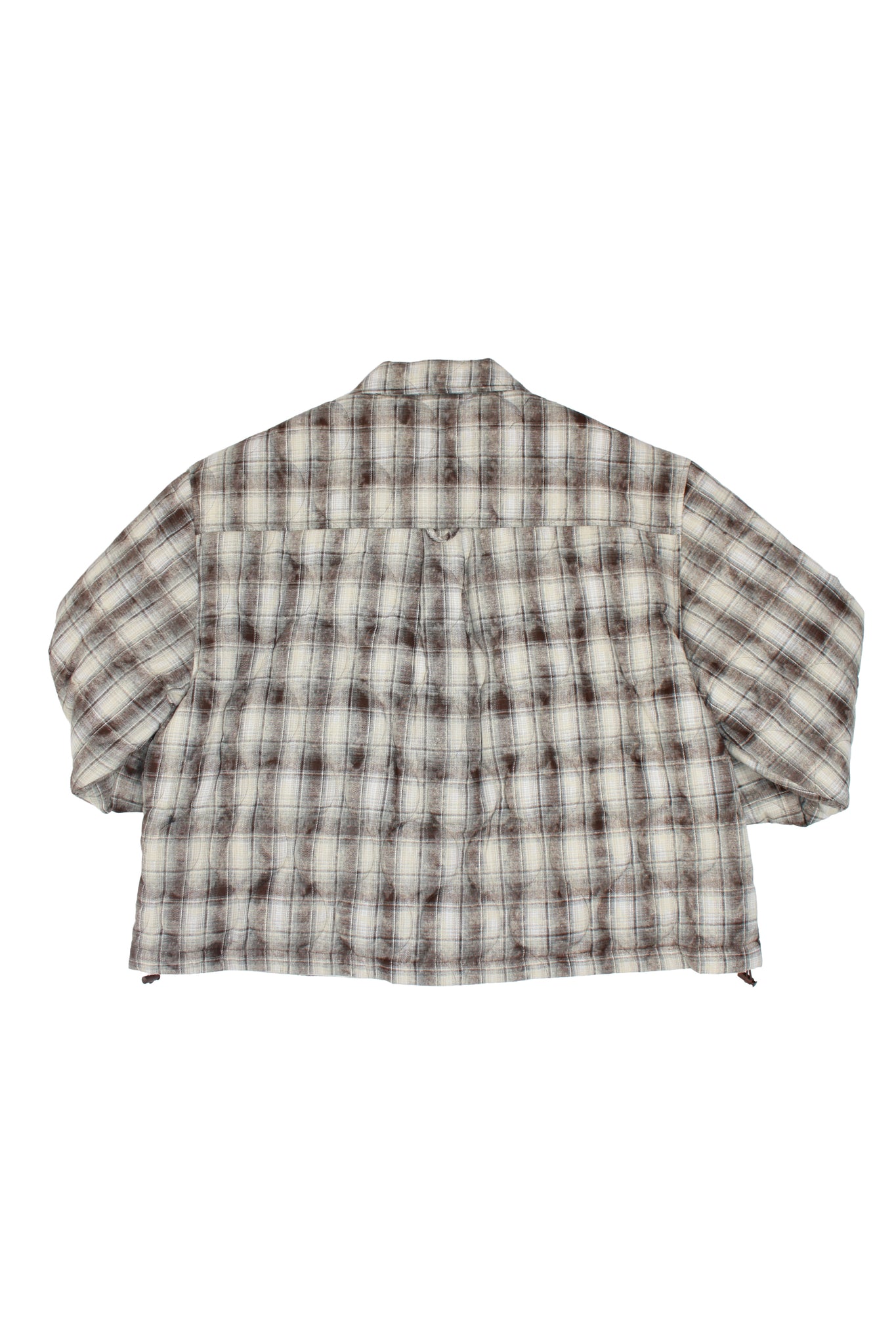 Padded Crop Plaid Shirt Jacket in Brown