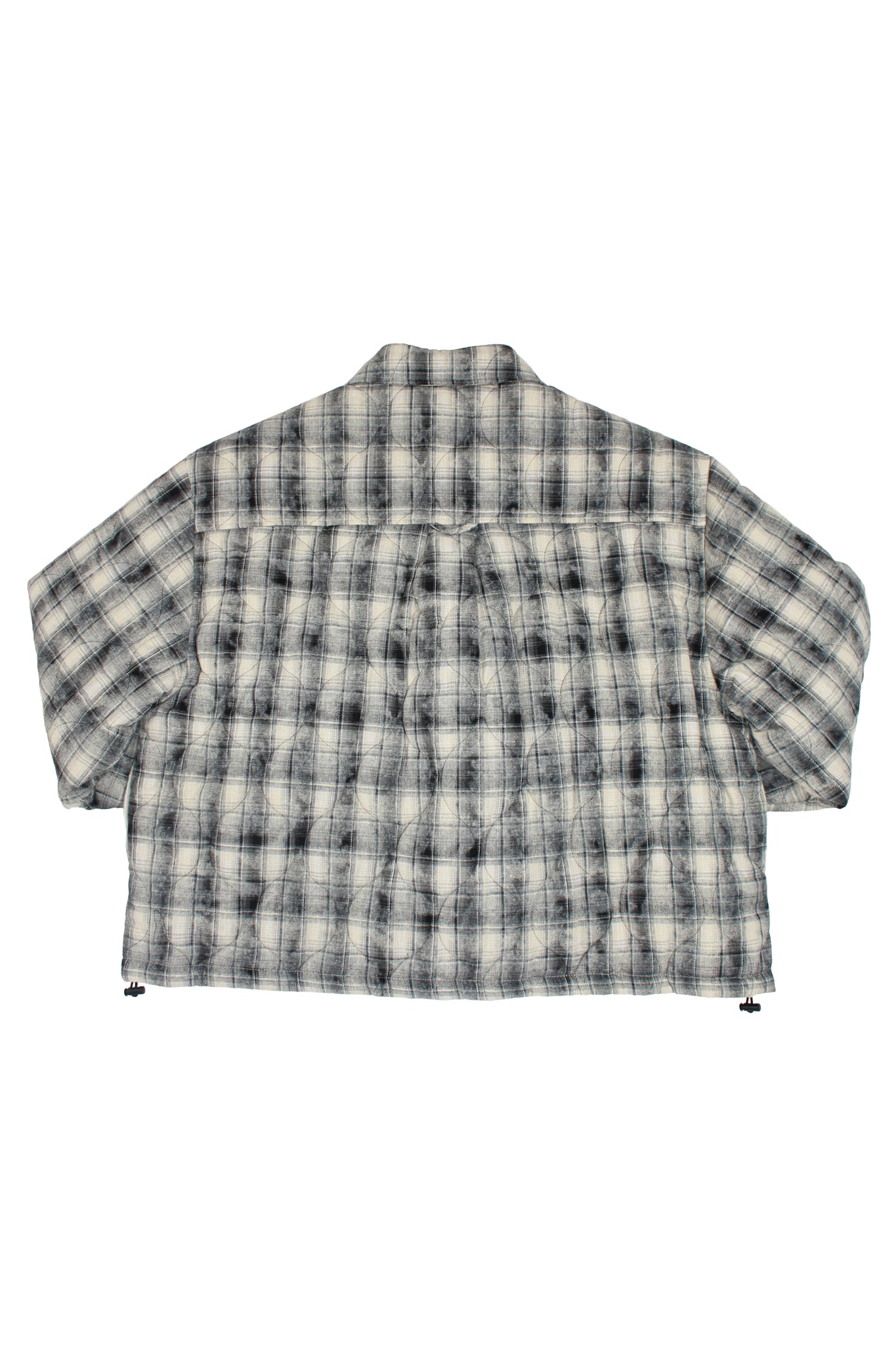 Padded Crop Plaid Shirt Jacket in Black