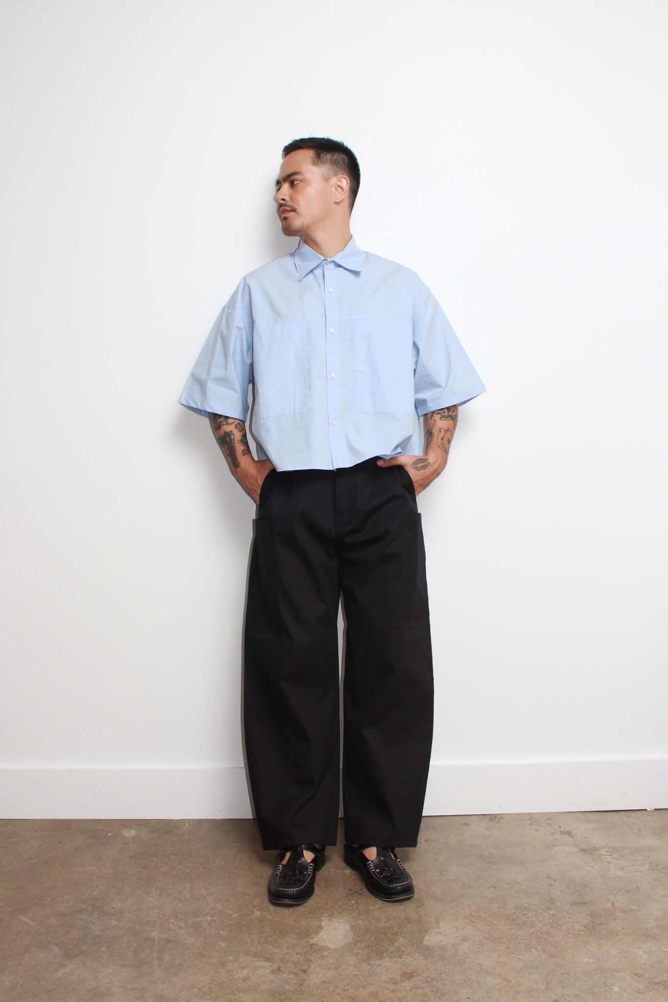 Oversized Crop Shirts in Blue