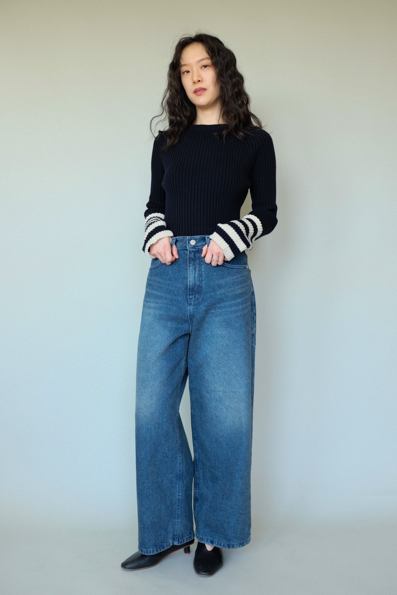 Striped Knit Top in Navy