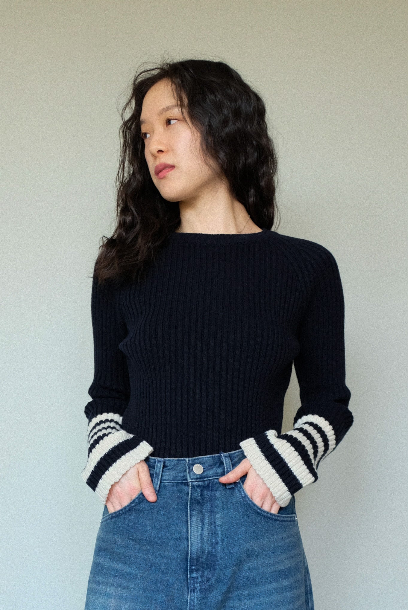 Striped Knit Top in Navy