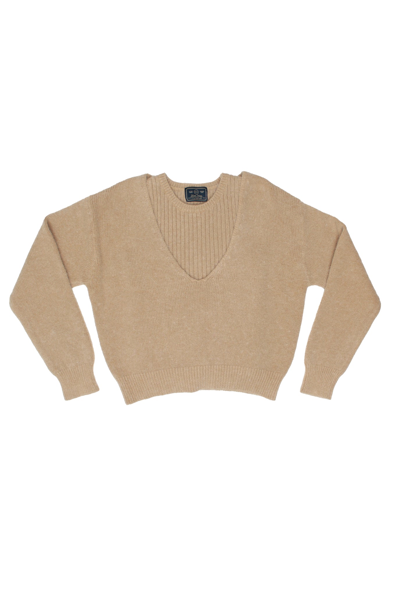 2-in-1 Layered Angora Sweater in Beige