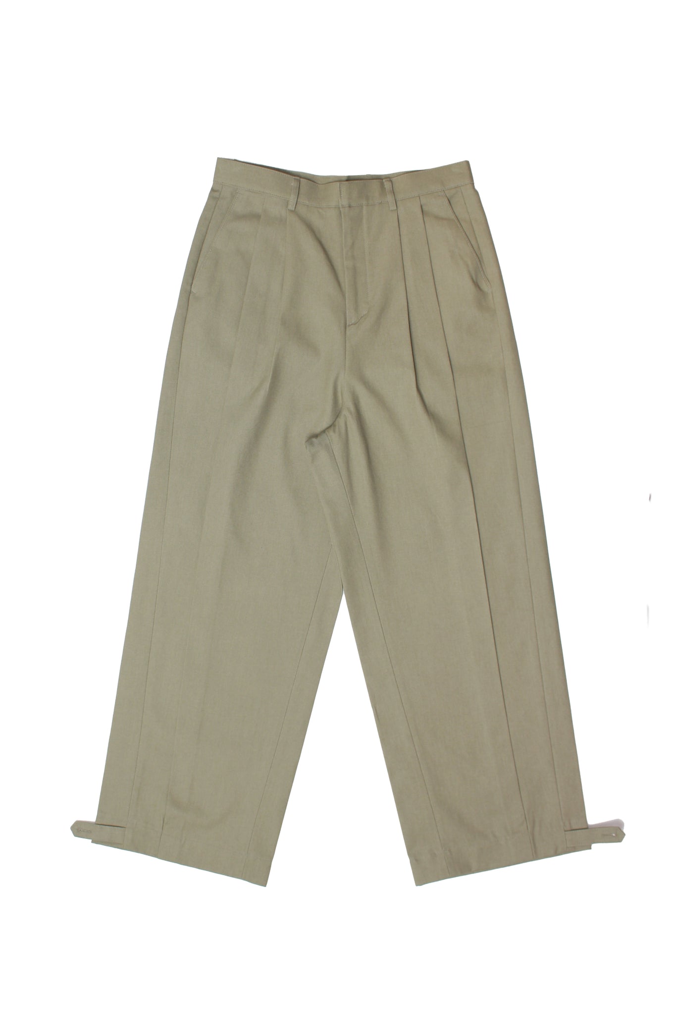 Senne Double Pin-tuck Pants in Khaki Green