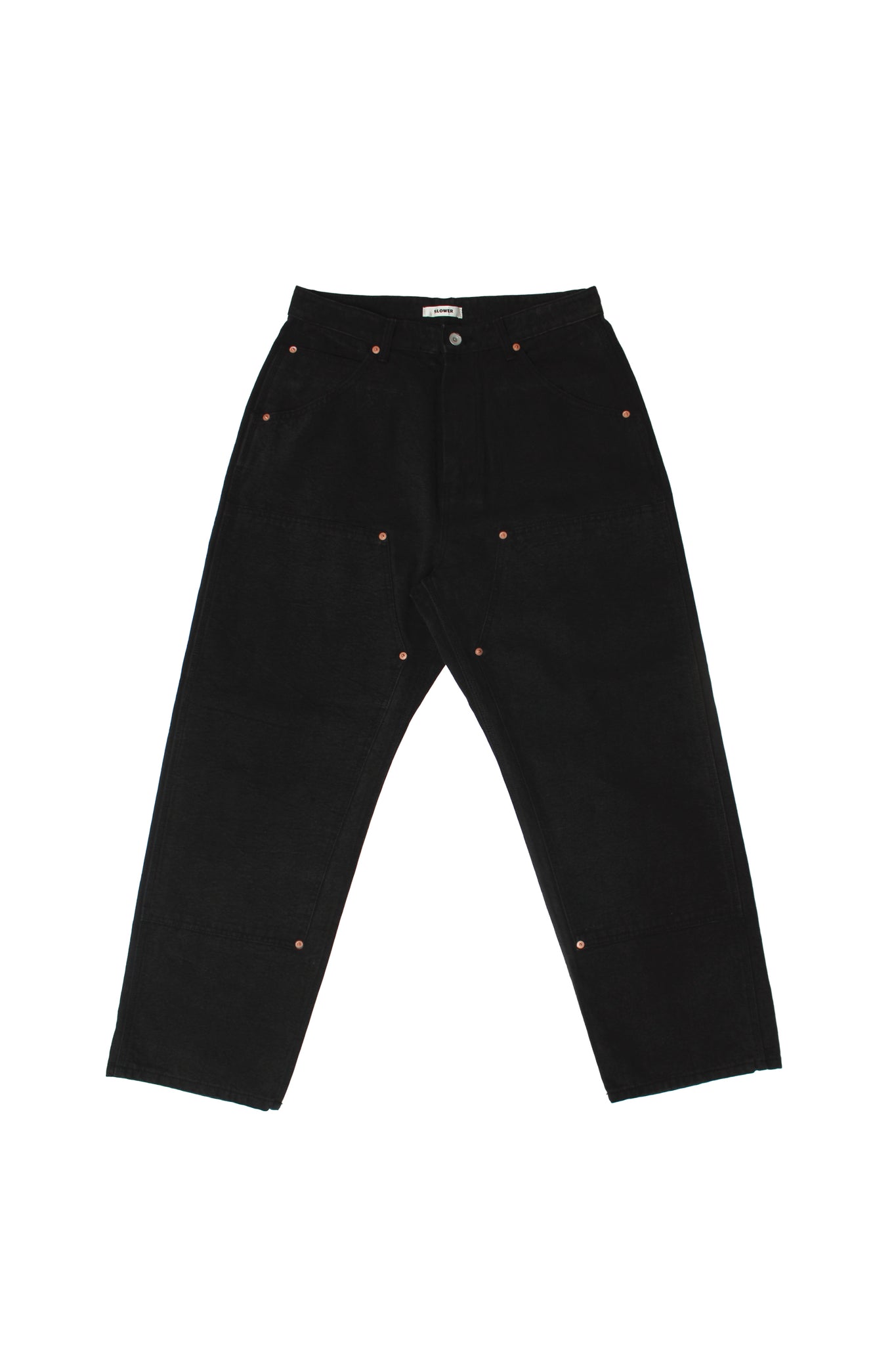 Heavy Cotton Double Knee Pants in Black