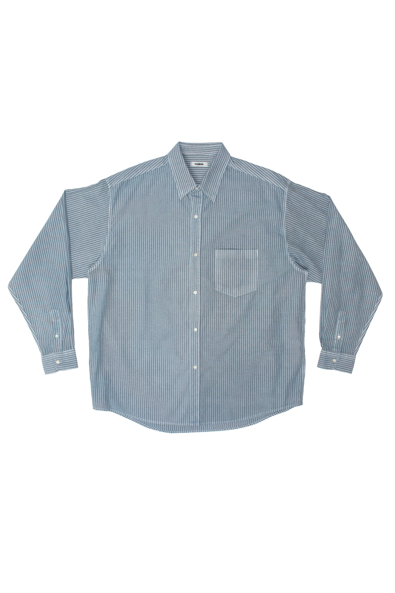 Dying Stripe Oxford Shirts in Steel Blue