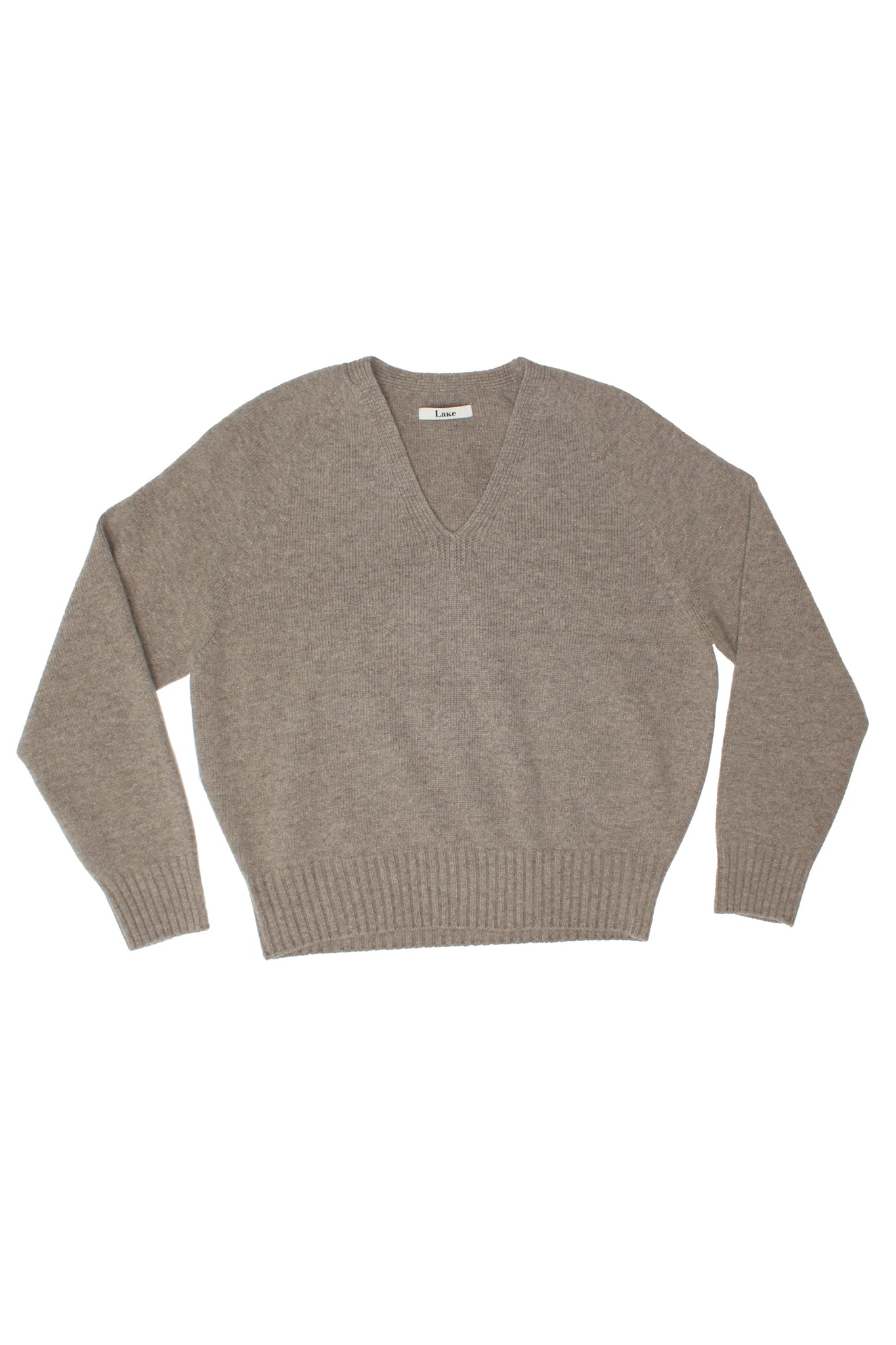 Wholegarment V-Neck Wool Sweater in Beige