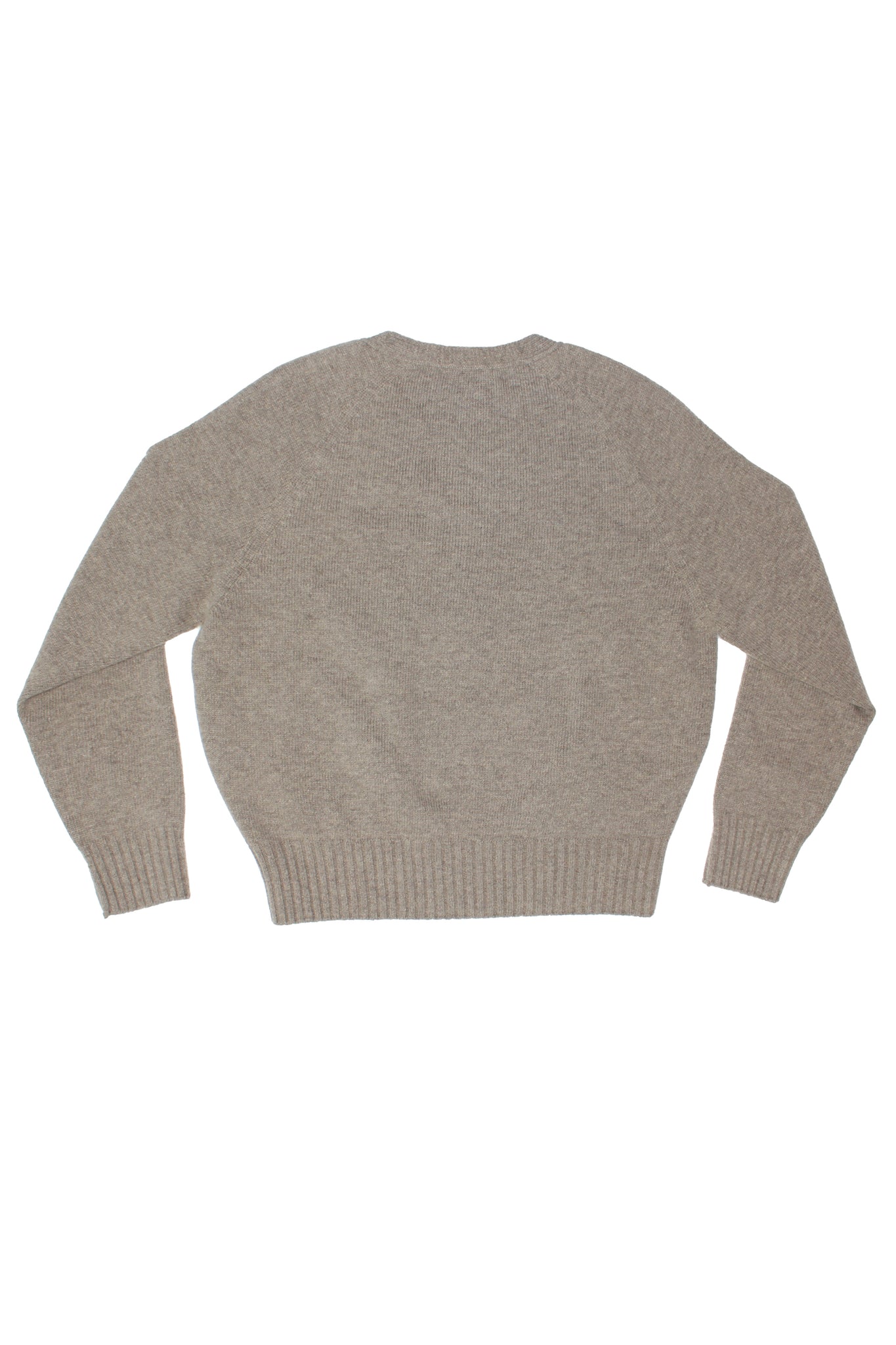 Wholegarment V-Neck Wool Sweater in Beige