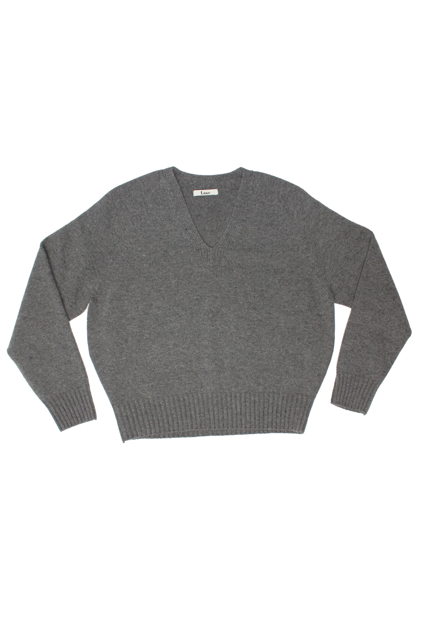 Wholegarment V-Neck Wool Sweater in Grey