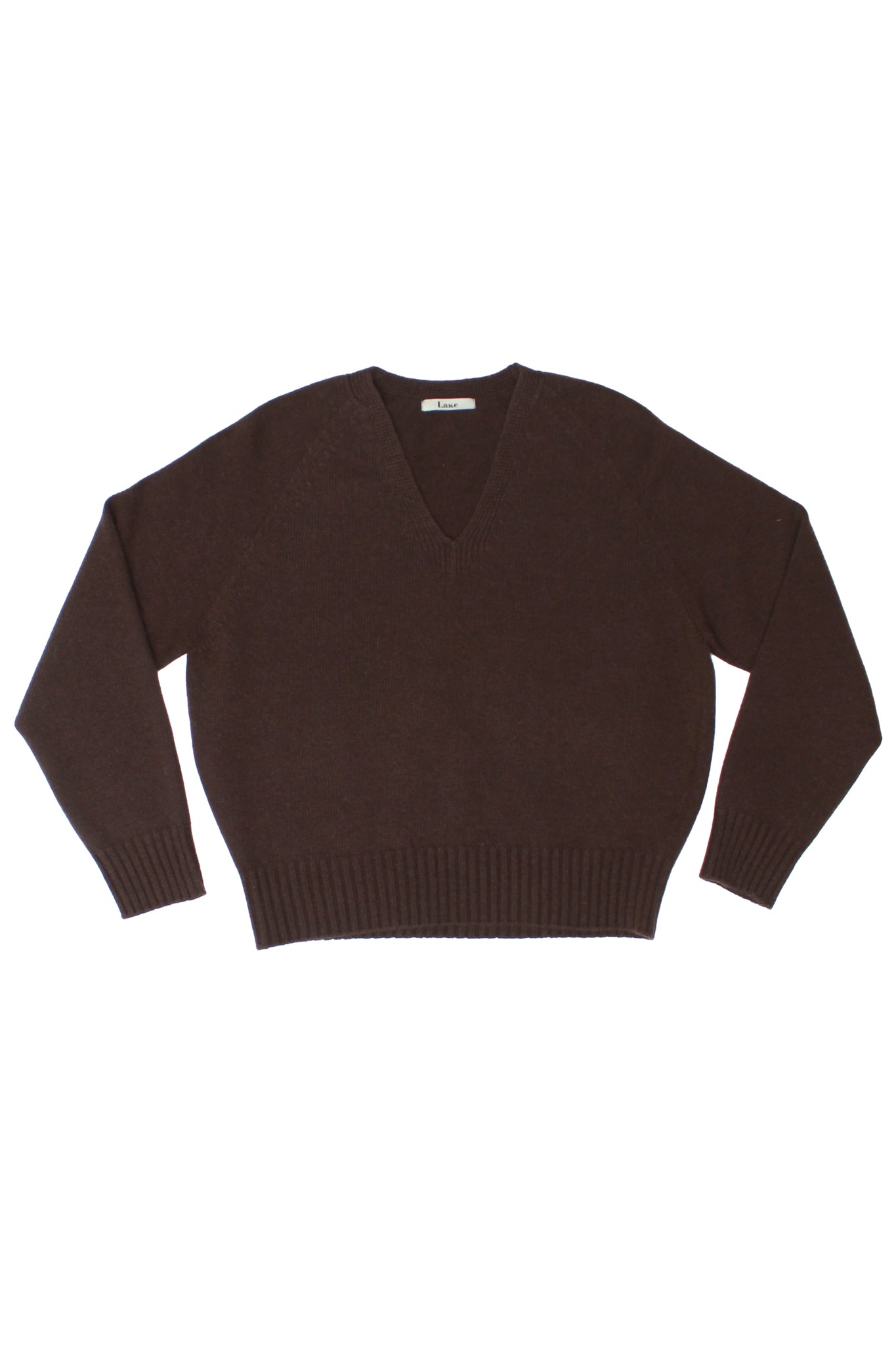 Wholegarment V-Neck Wool Sweater in Brown