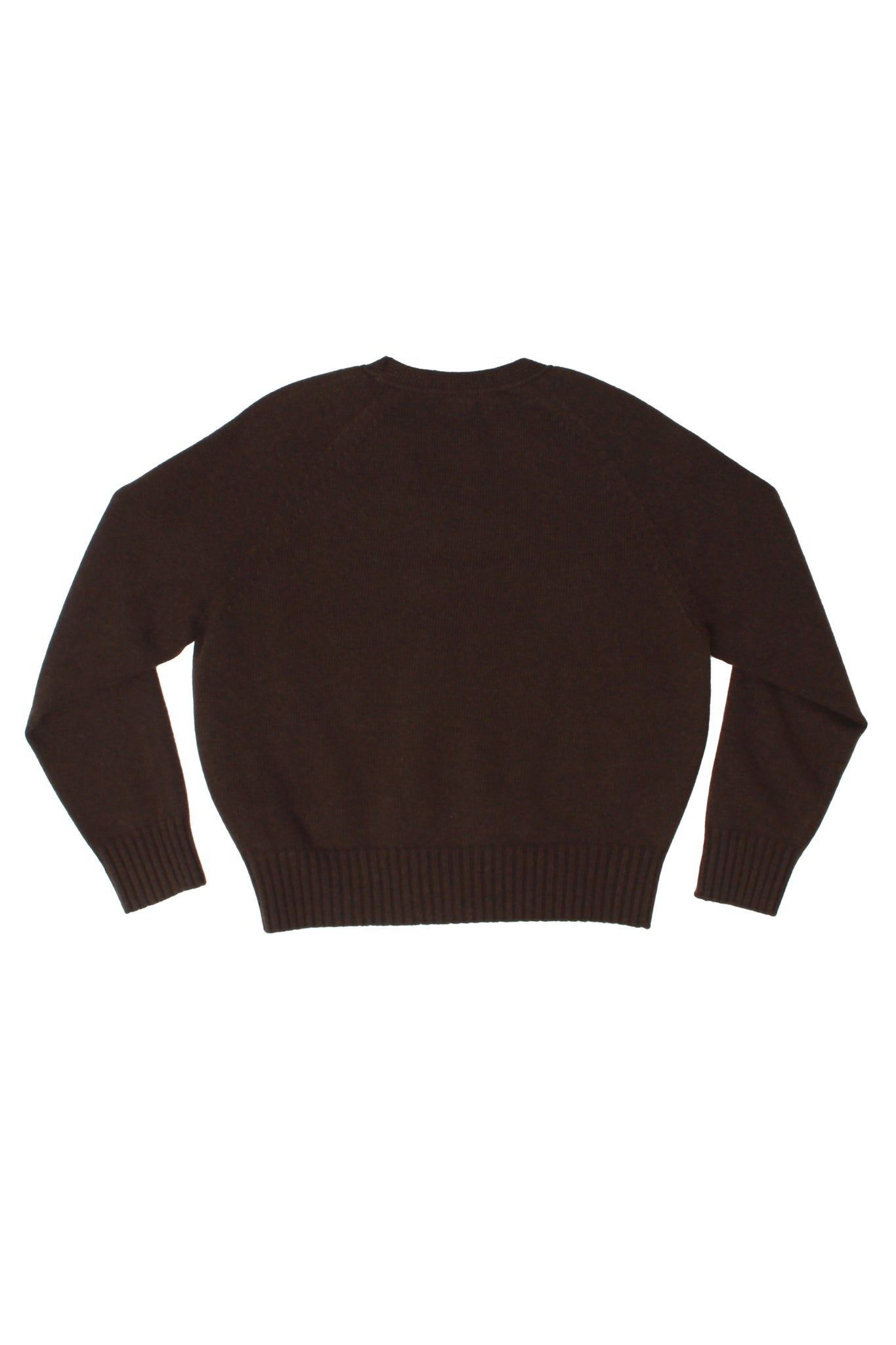 Wholegarment V-Neck Wool Sweater in Brown