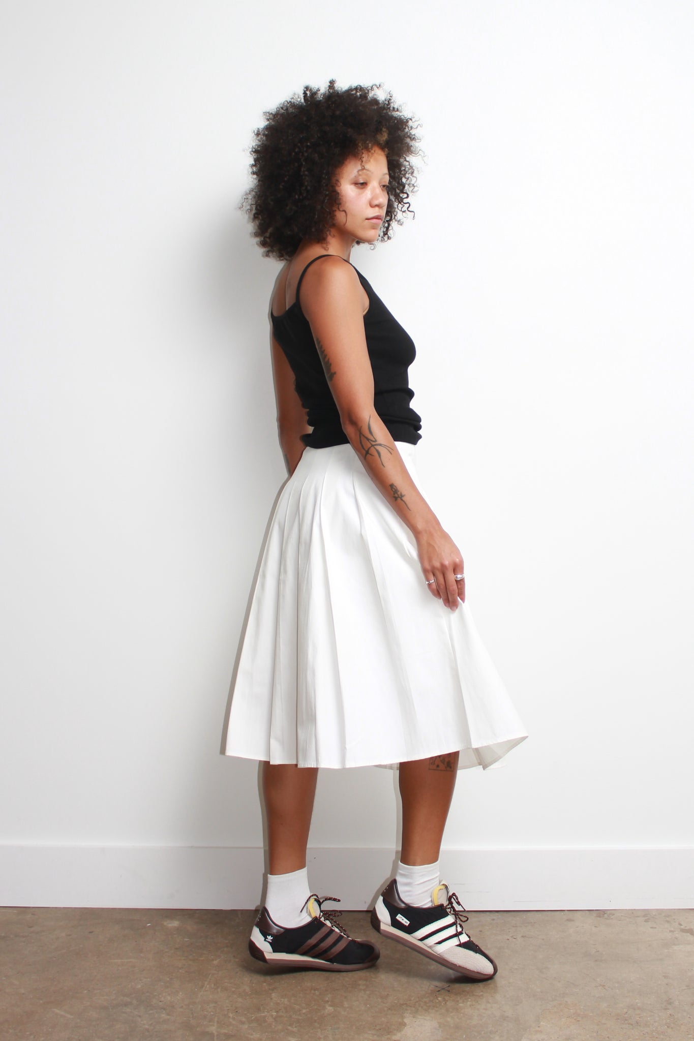 Ribbon Pleats Midi Skirt