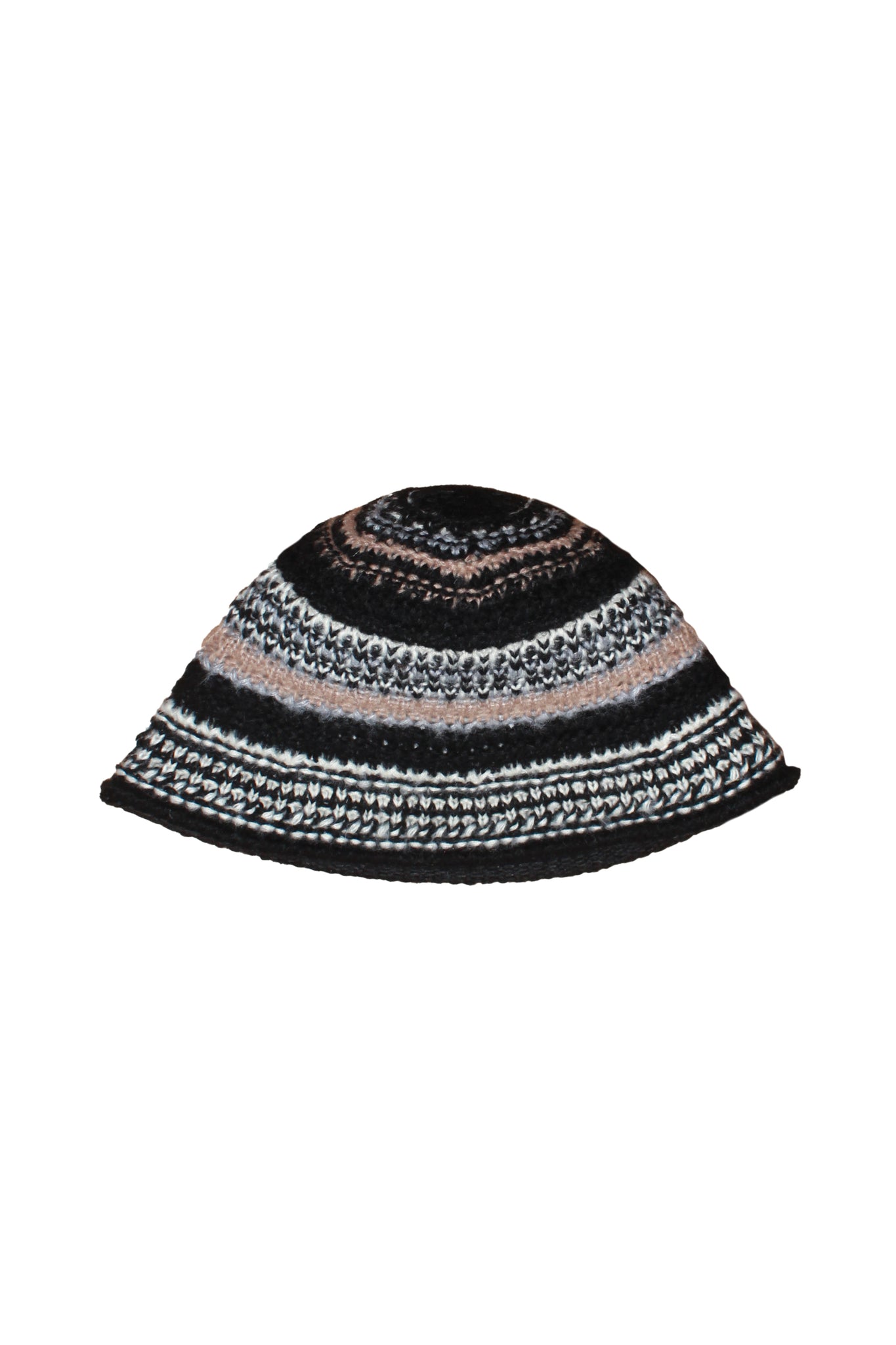 Stripe Knit Bucket Hat in Black