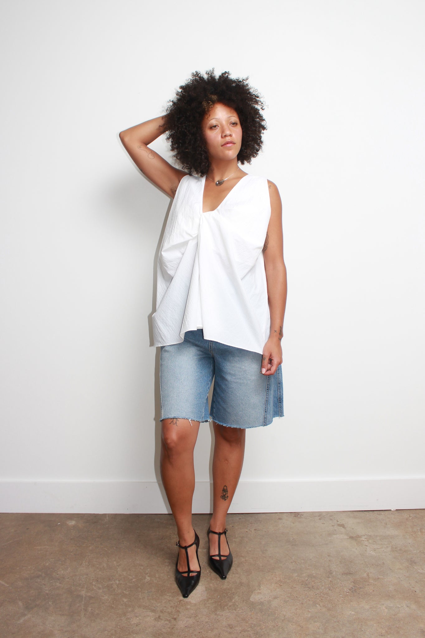 Margo Twist Sleeveless Top in White