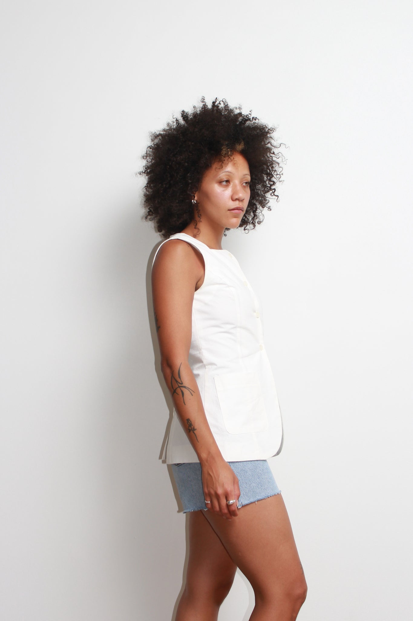 Pepper Linen Vest in White