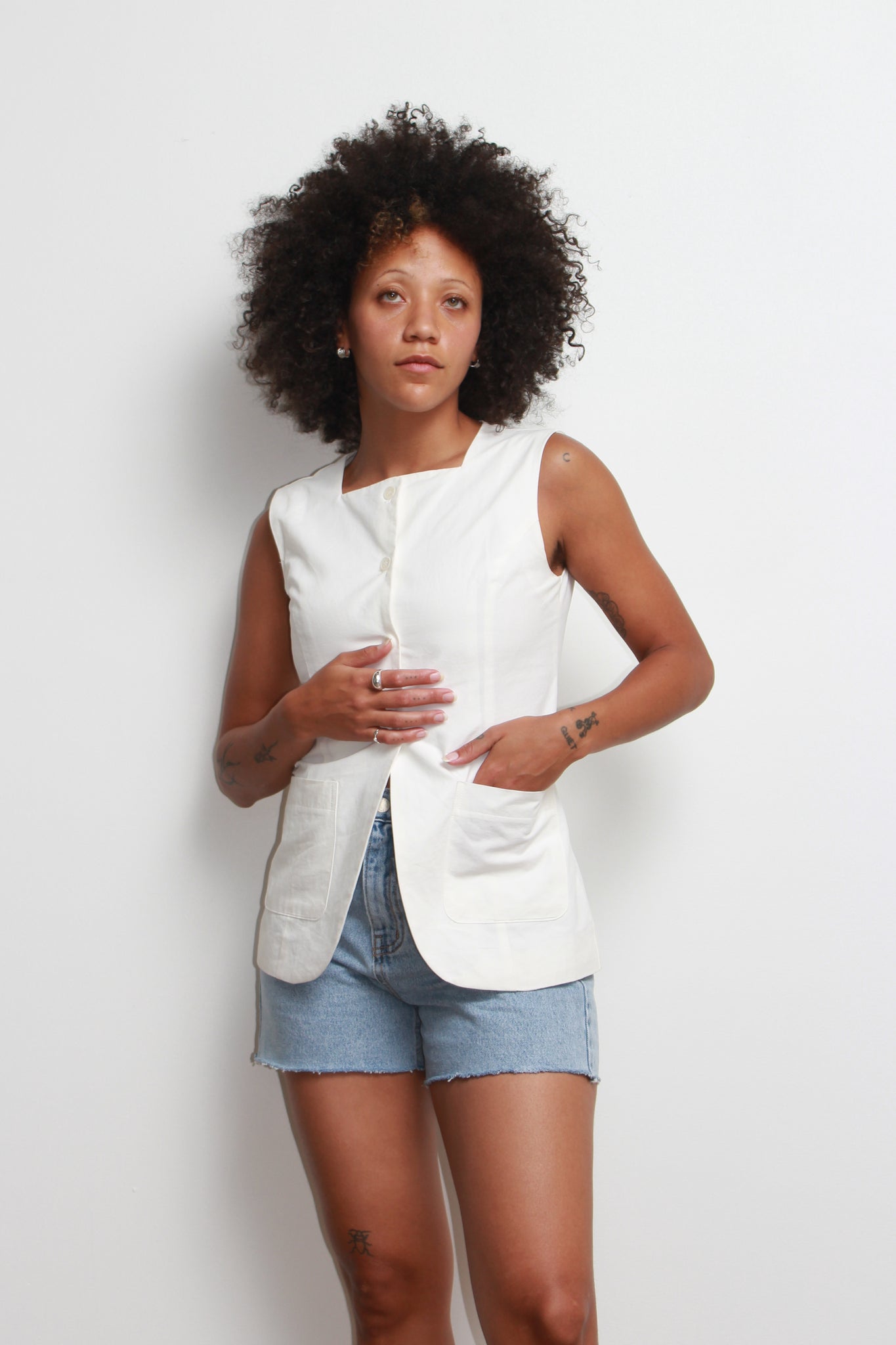 Pepper Linen Vest in White