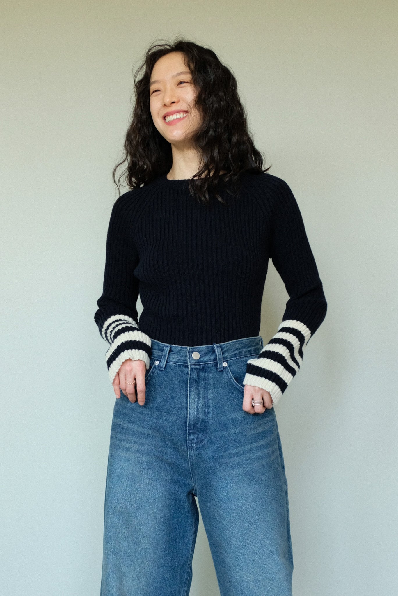 Striped Knit Top in Navy