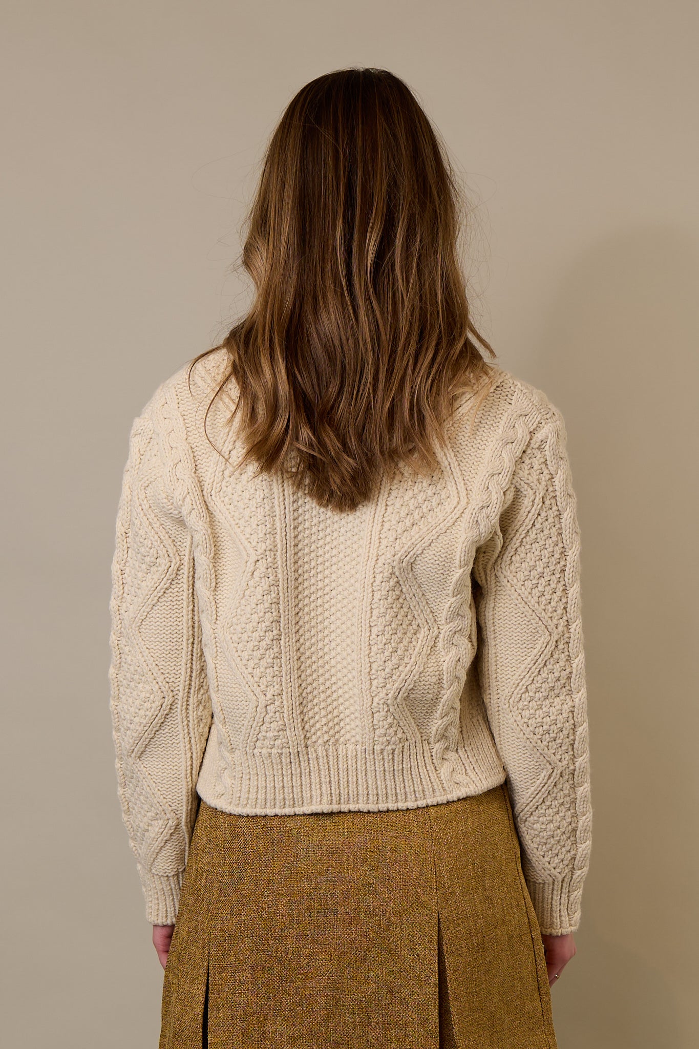 Cable Knit Cardigan in Ivory