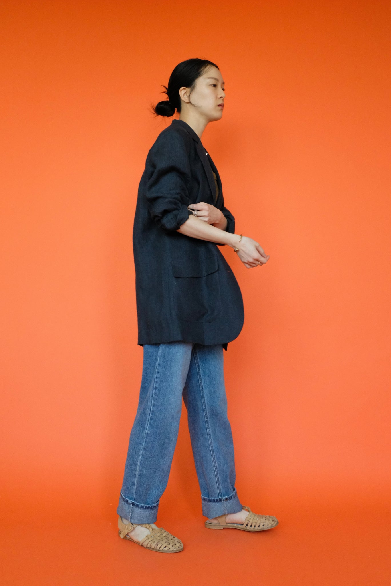 Paris Oversized Linen Jacket in Navy