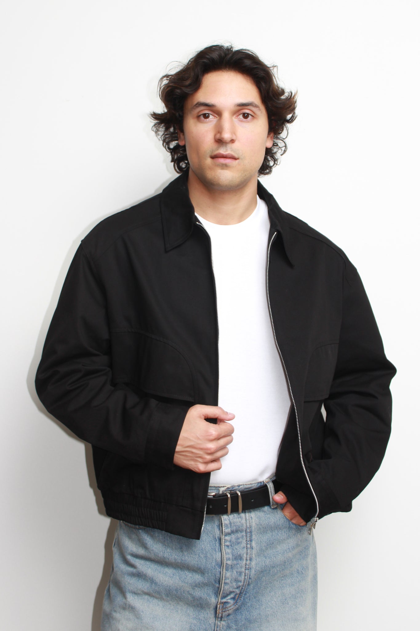 Curved Blouson Jacket in Black