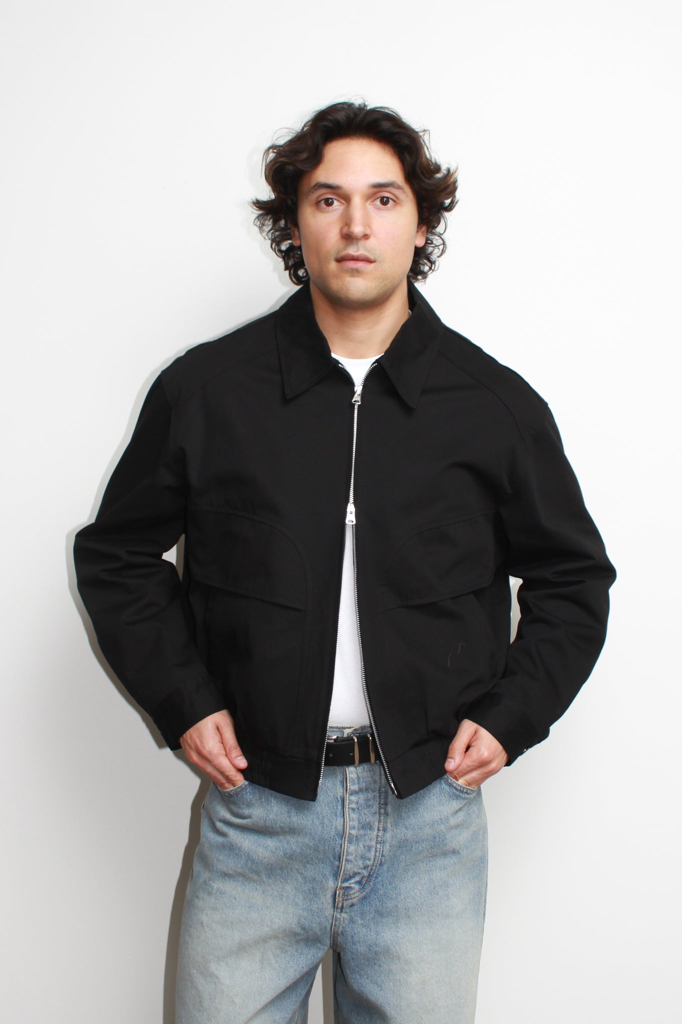 Curved Blouson Jacket in Black