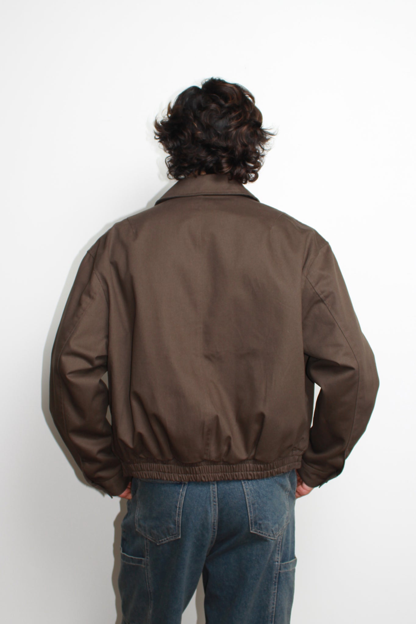 Curved Blouson Jacket in Brown