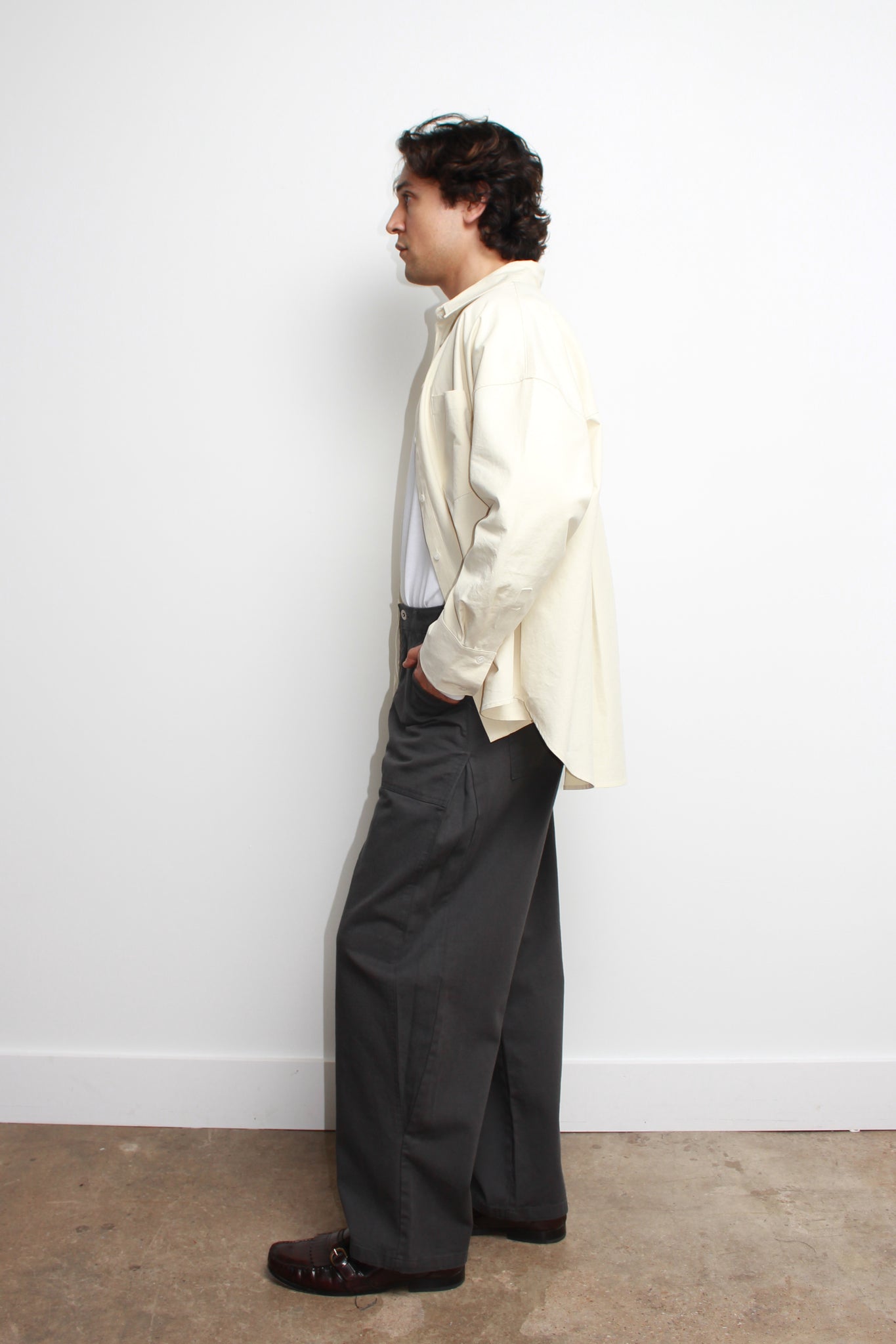 Nell Side Cotton Pants in Charcoal