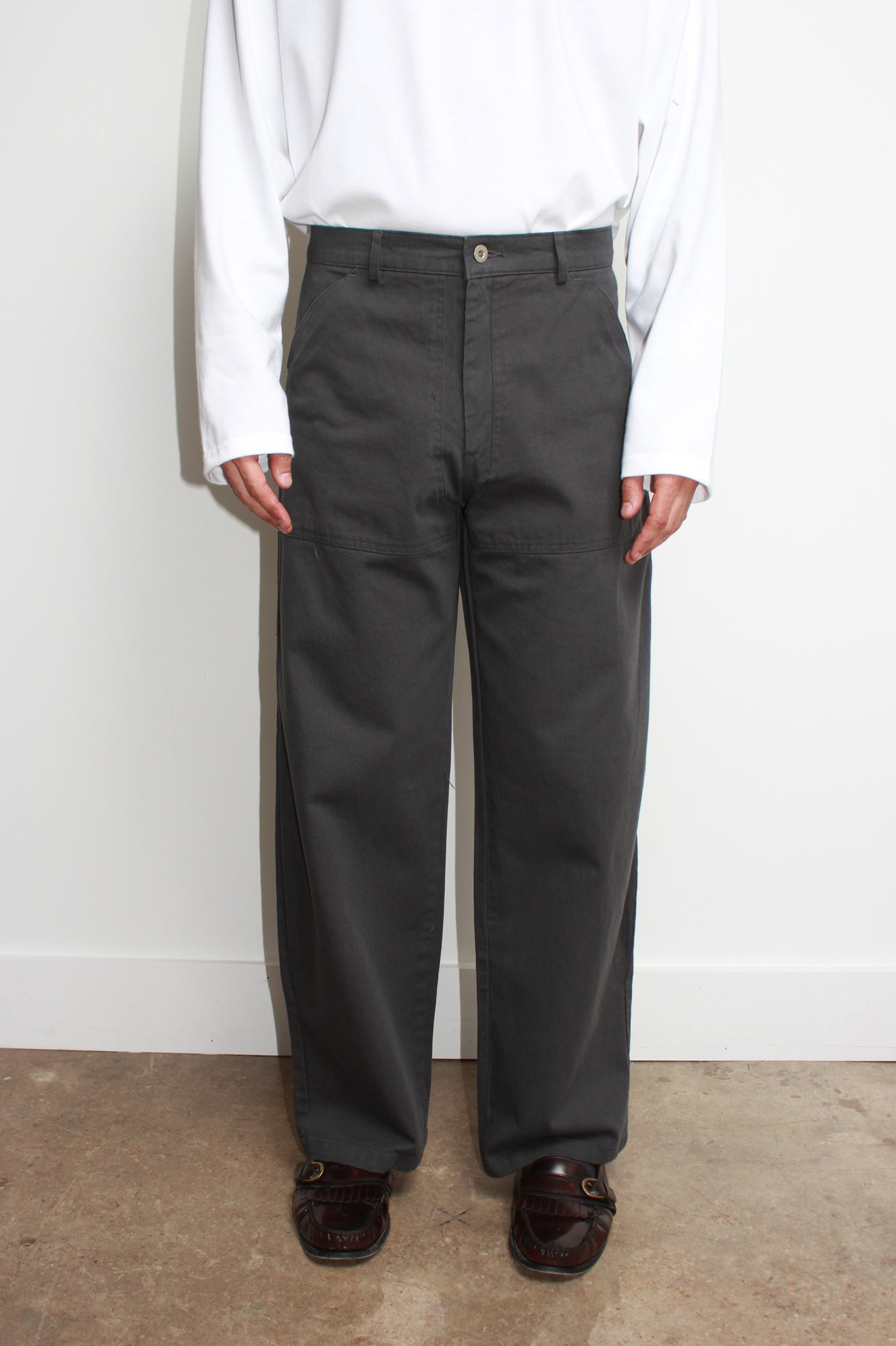 Nell Side Cotton Pants in Charcoal