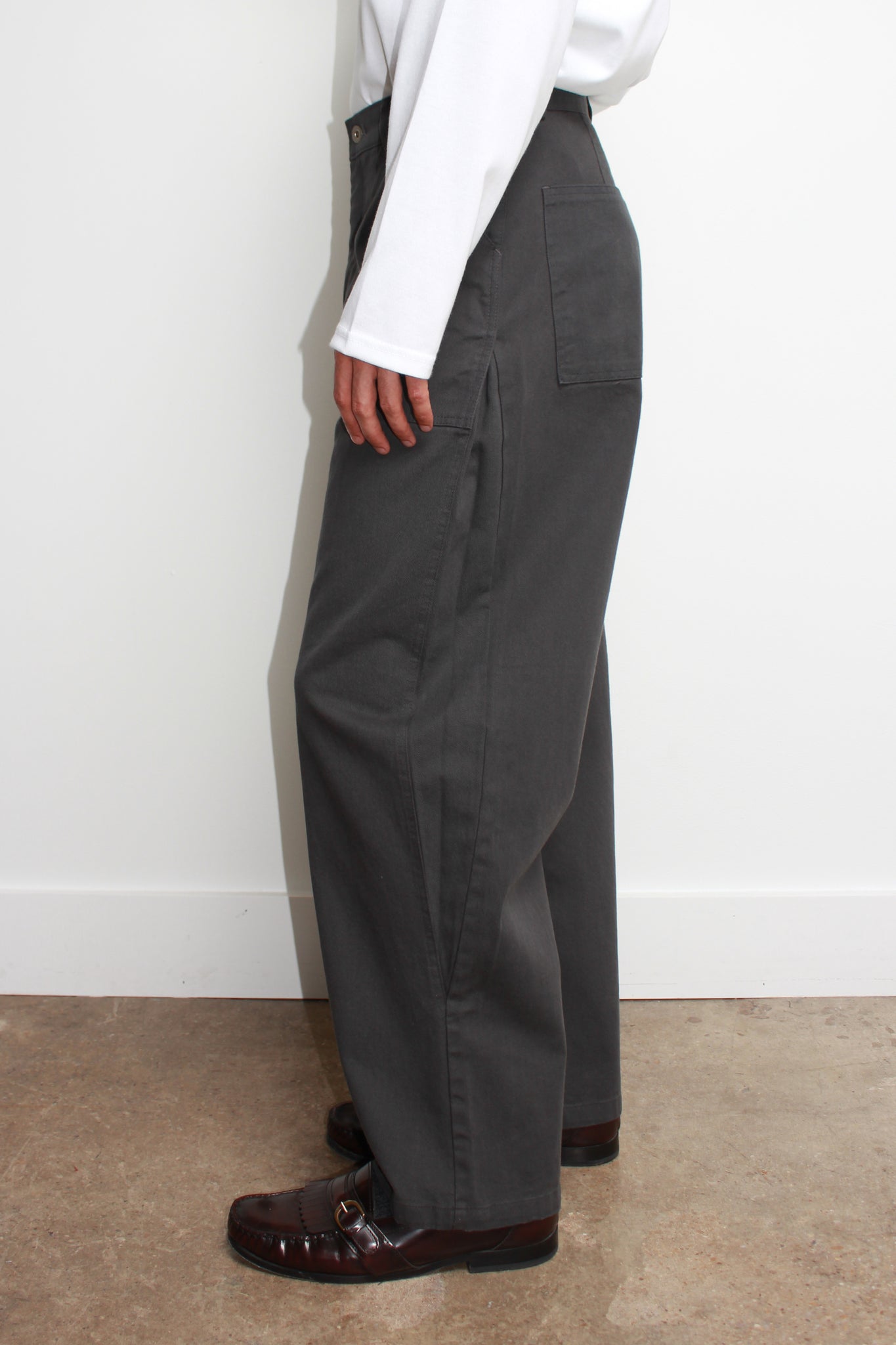 Nell Side Cotton Pants in Charcoal