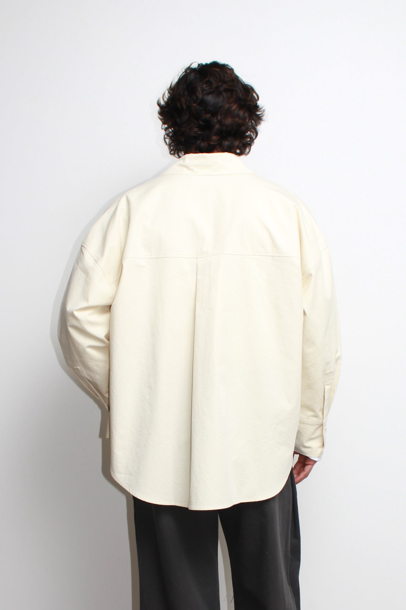 Heavy Cotton Button Up Shirt w/ Wrap in Off White