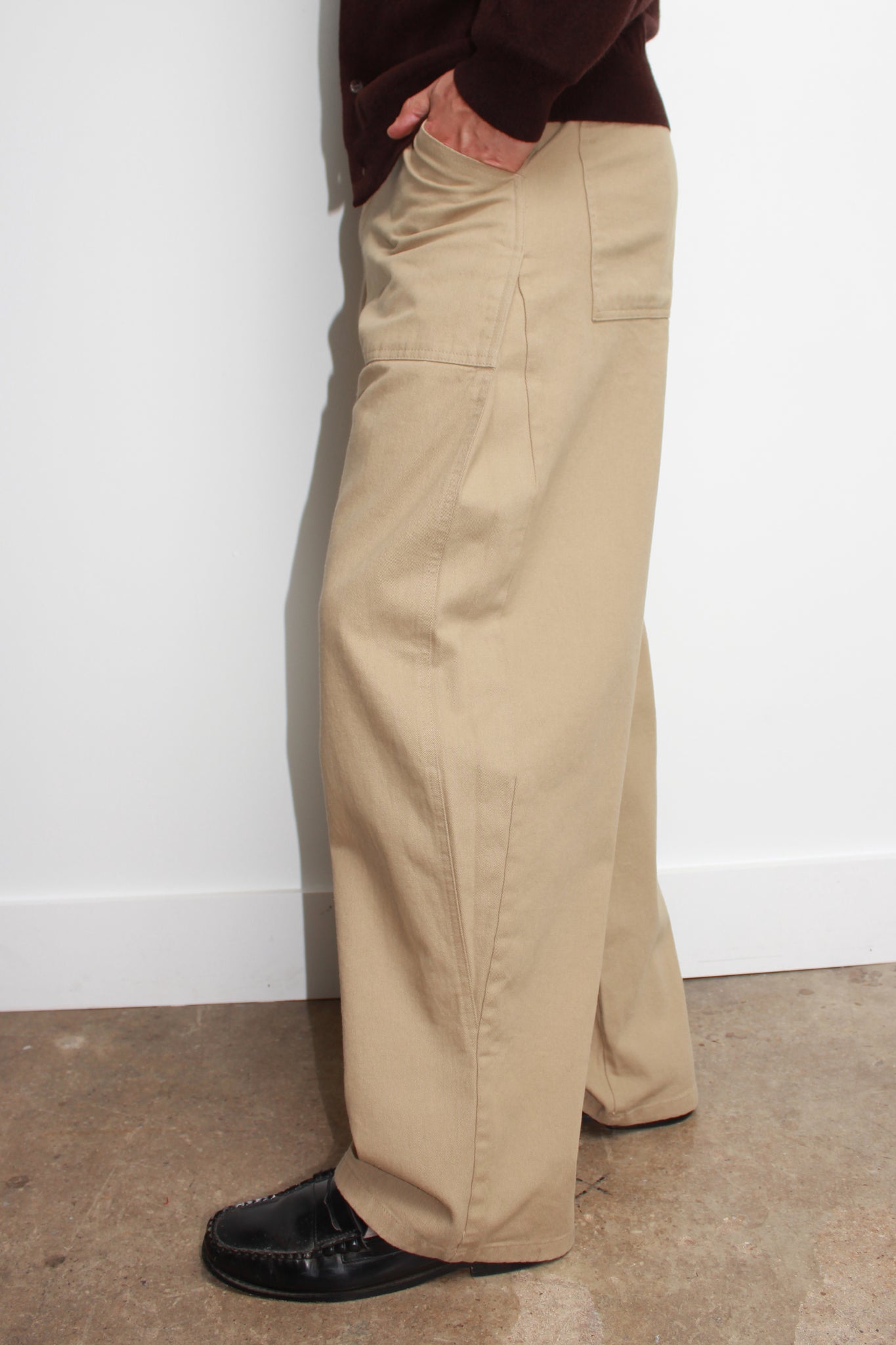 Nell Side Cotton Pants in Khaki