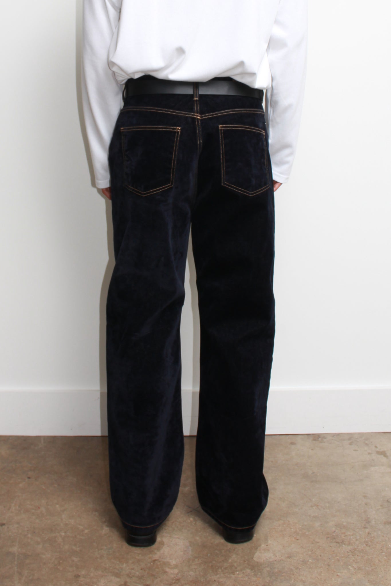 Velvet Denim Pants in Dark Blue