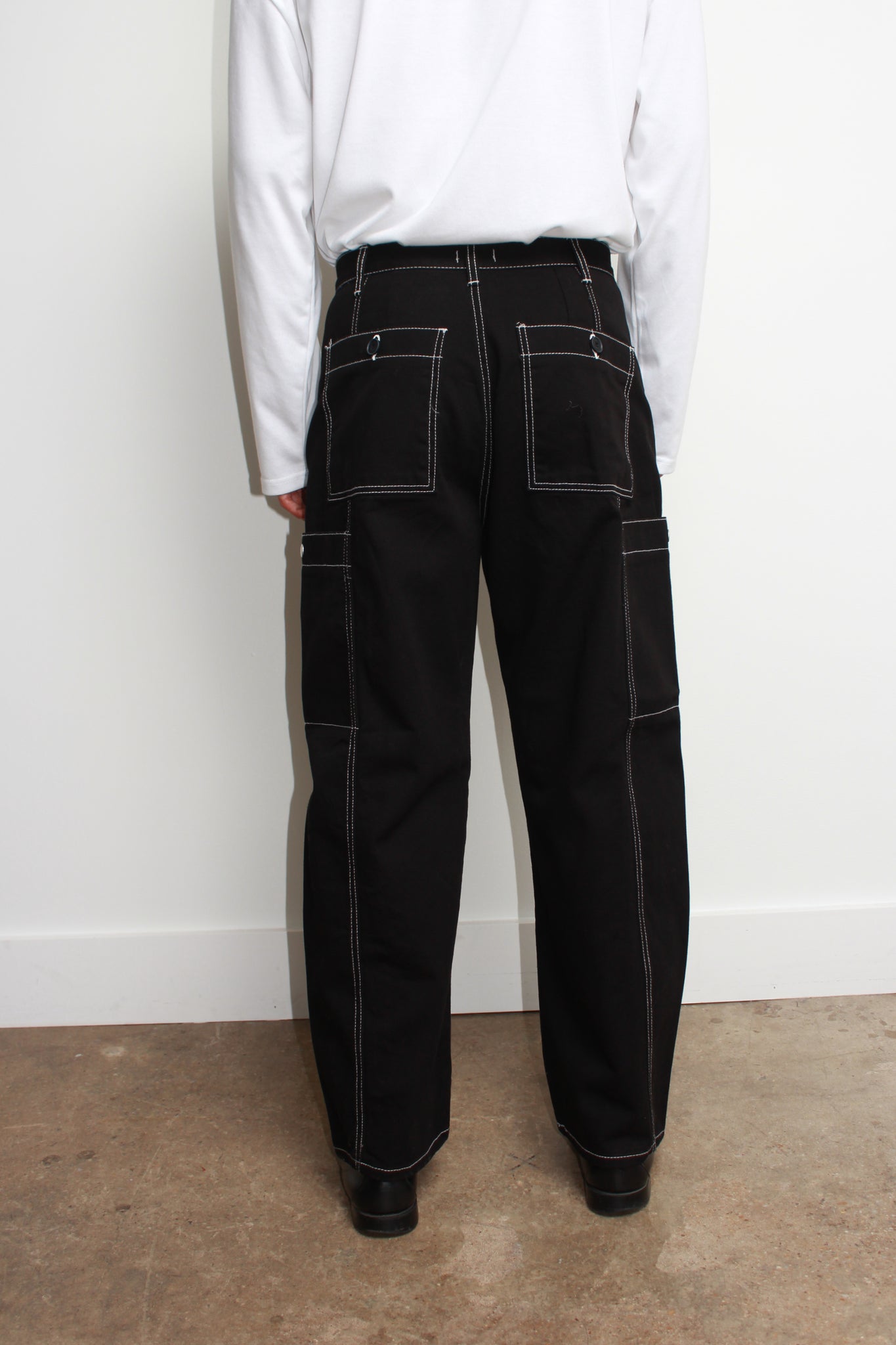 Stitch Cargo Pants In Black