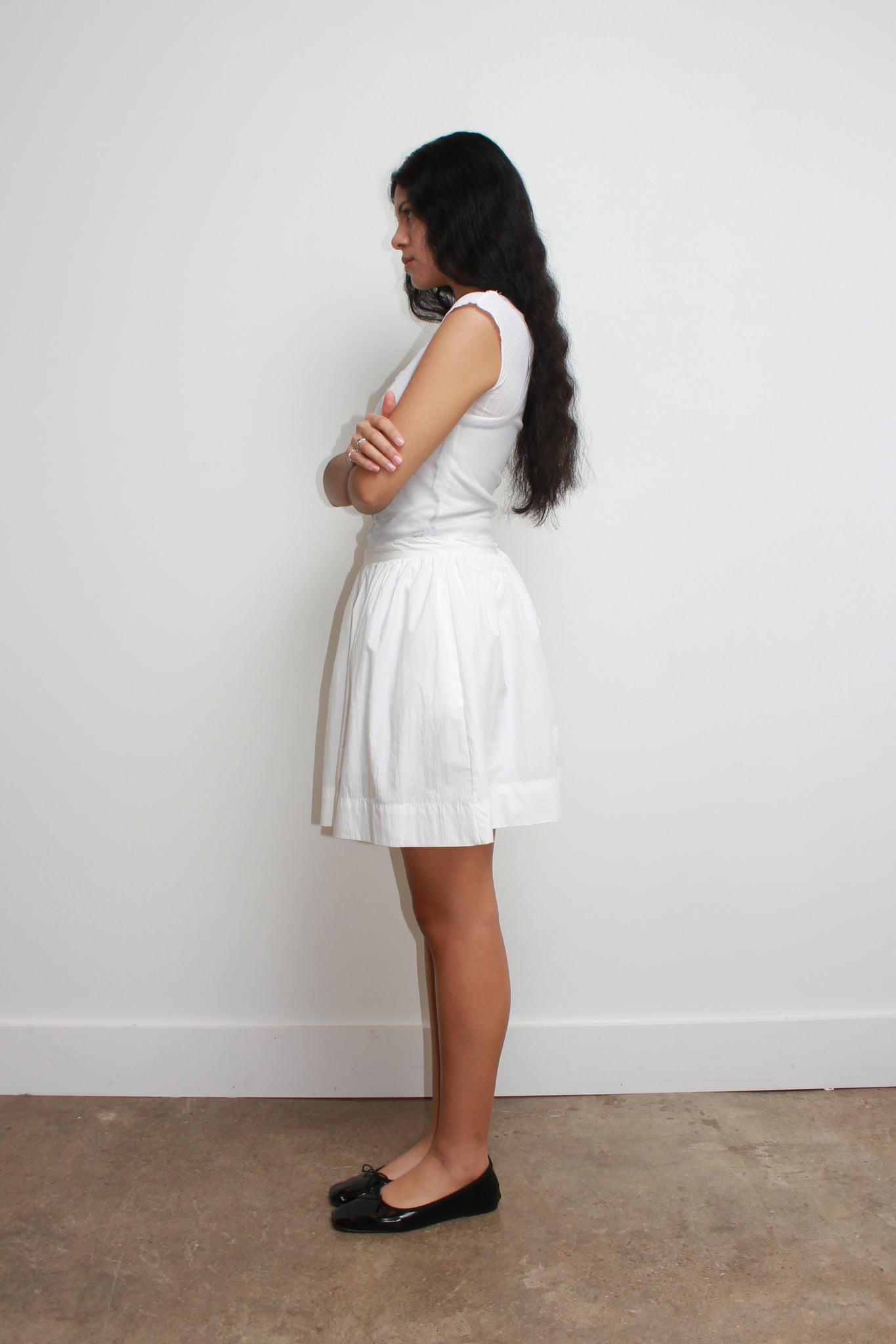 Breeze Shirring Mini Skirt in White