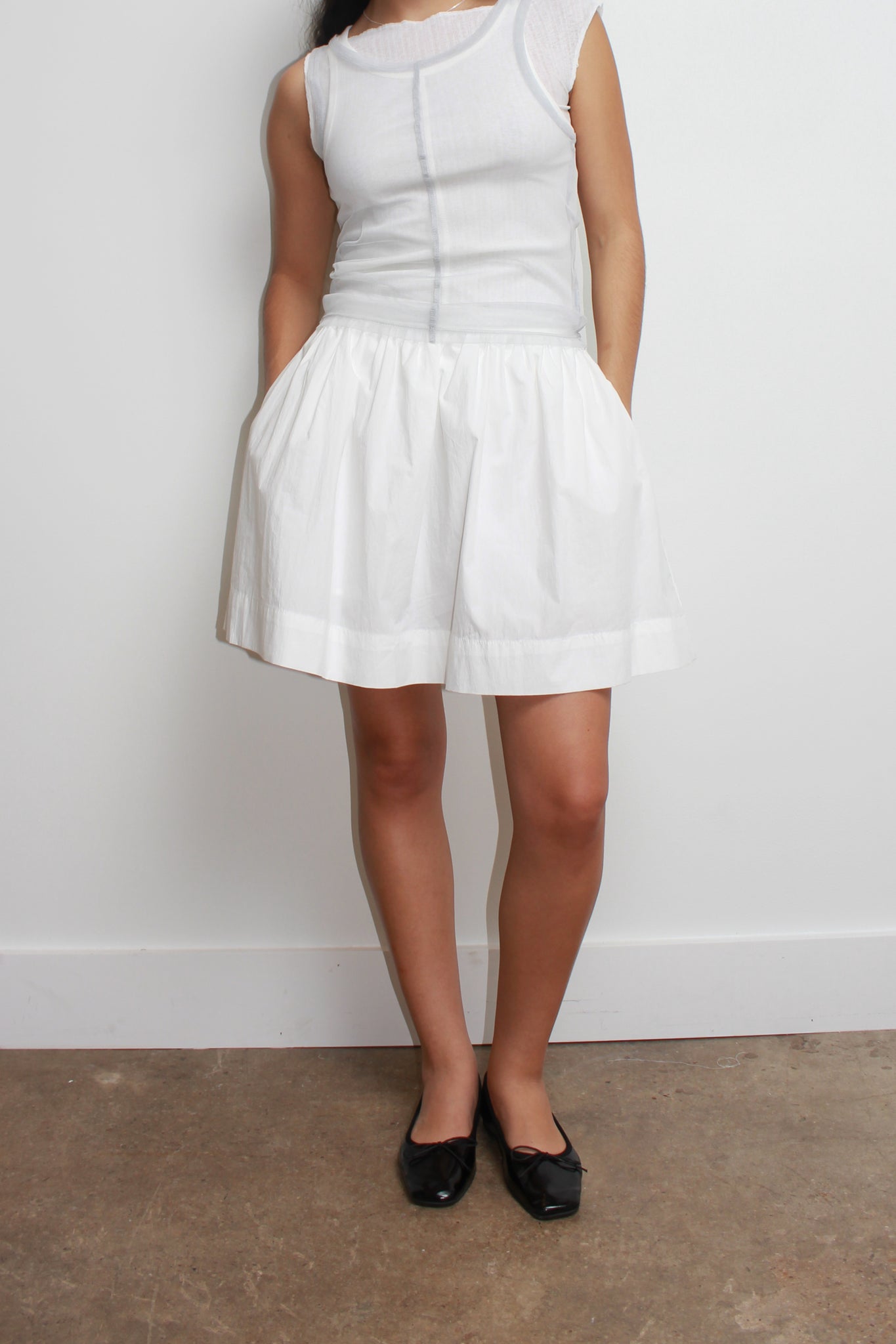 Breeze Shirring Mini Skirt in White