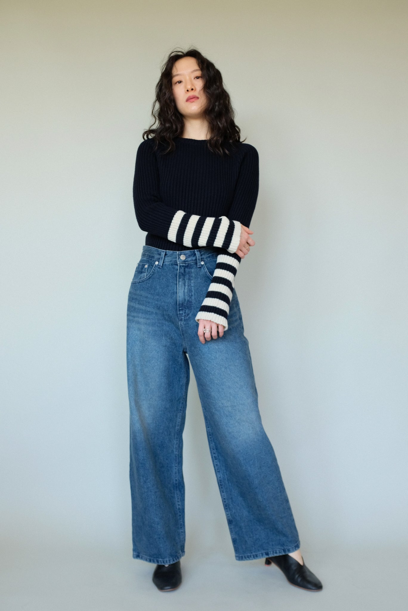 Striped Knit Top in Navy