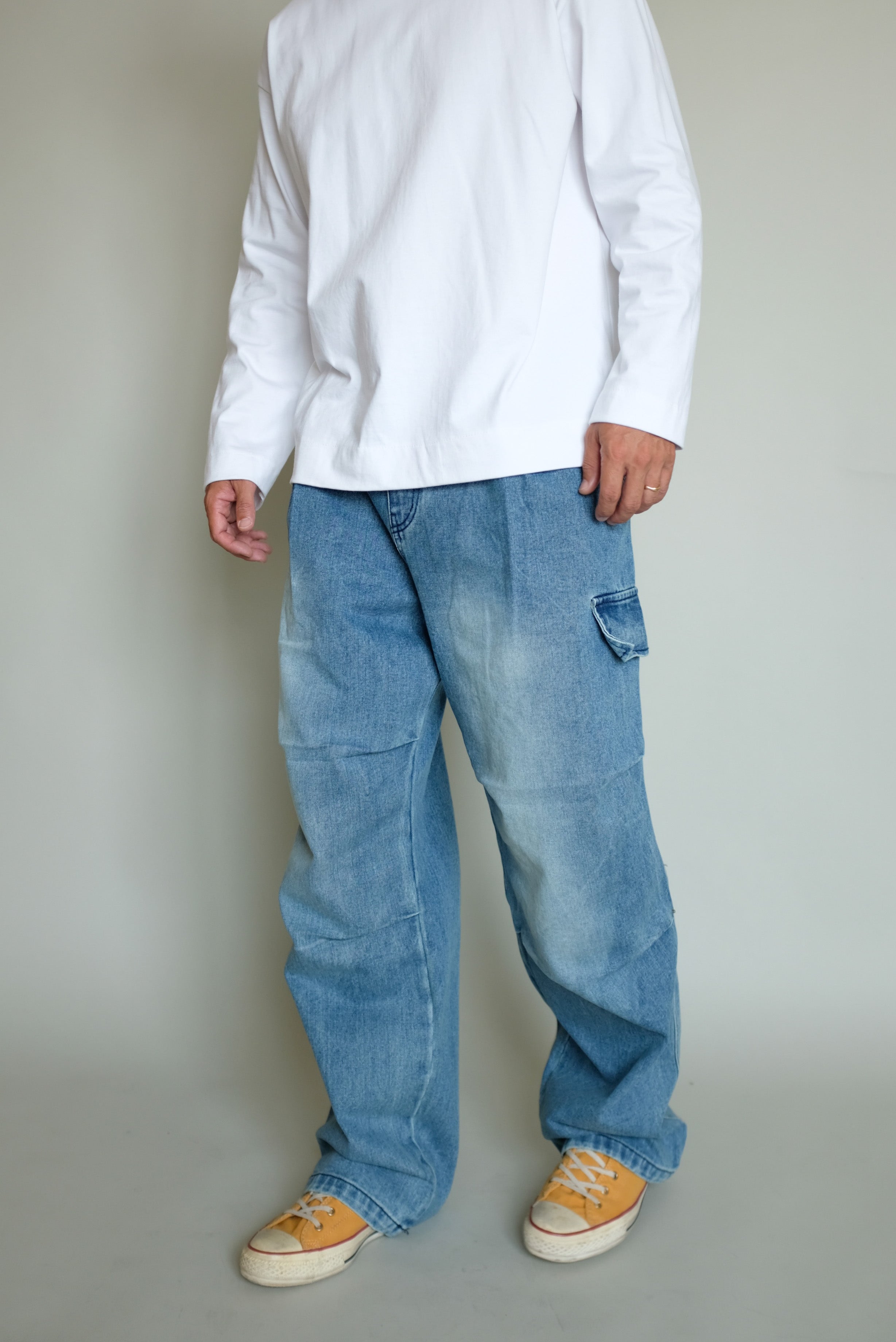 Mid Wash Cargo Skinny Jeans