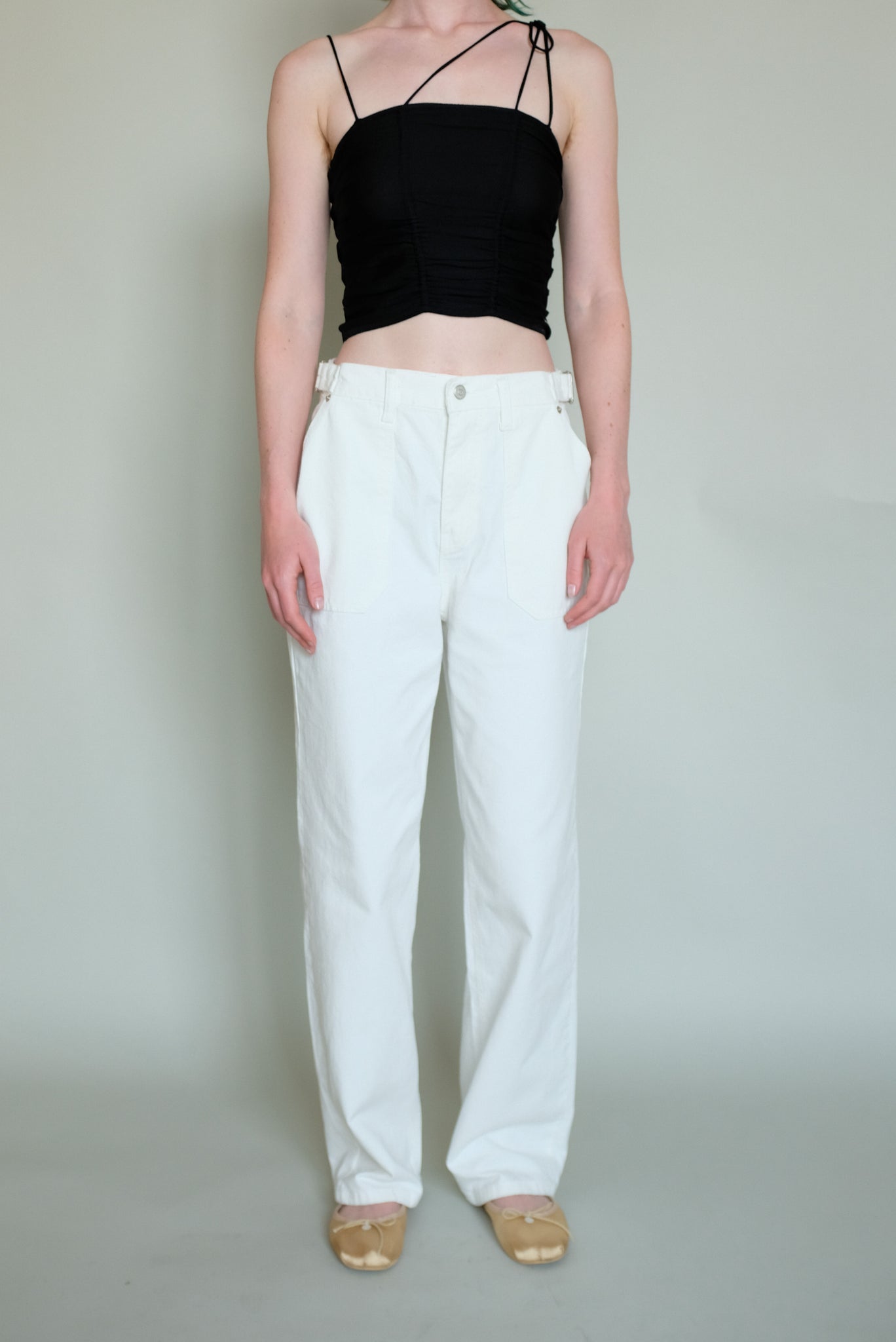 Detachable Overall Denim in White